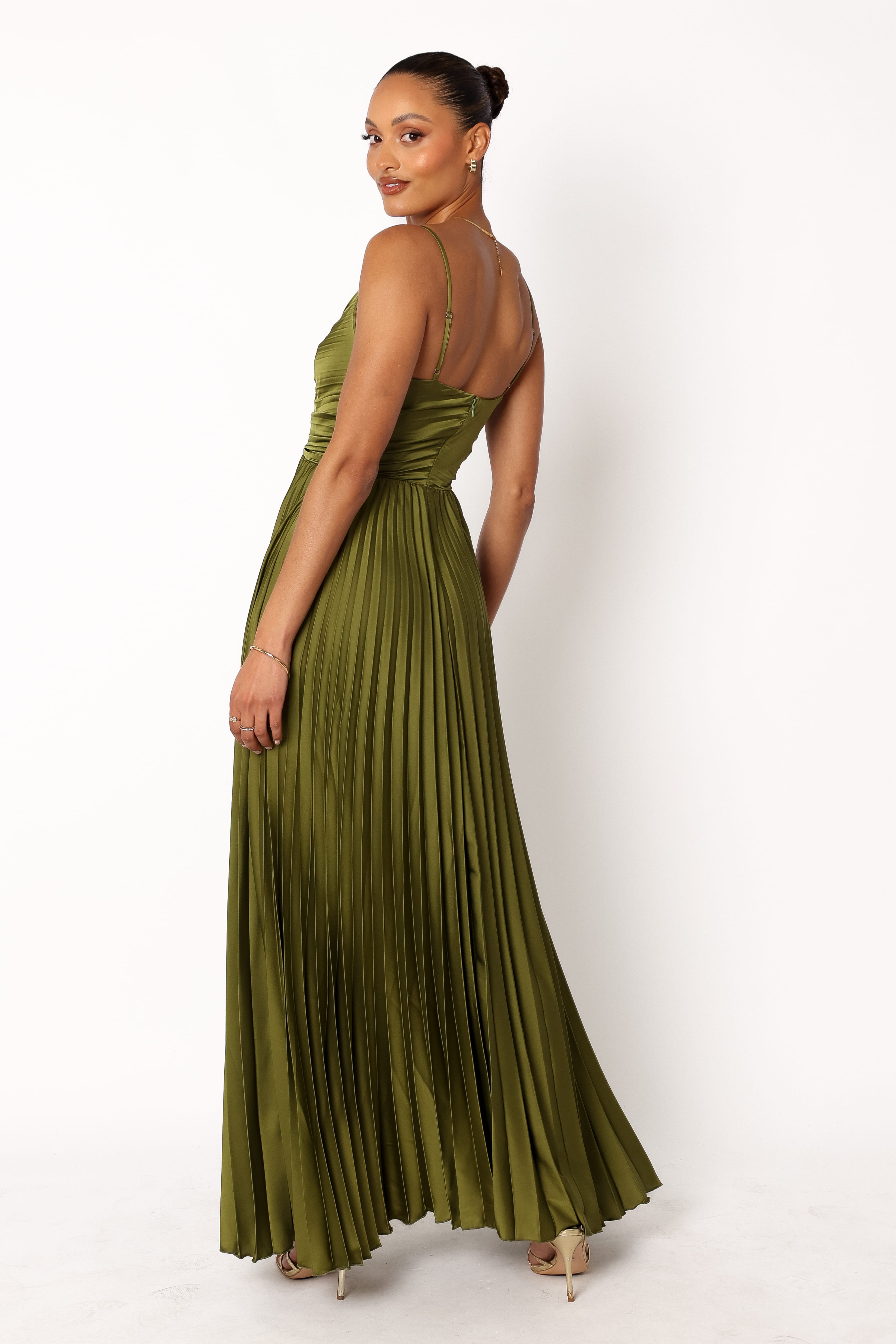Naira Pleated Maxi Dress - Palm Green