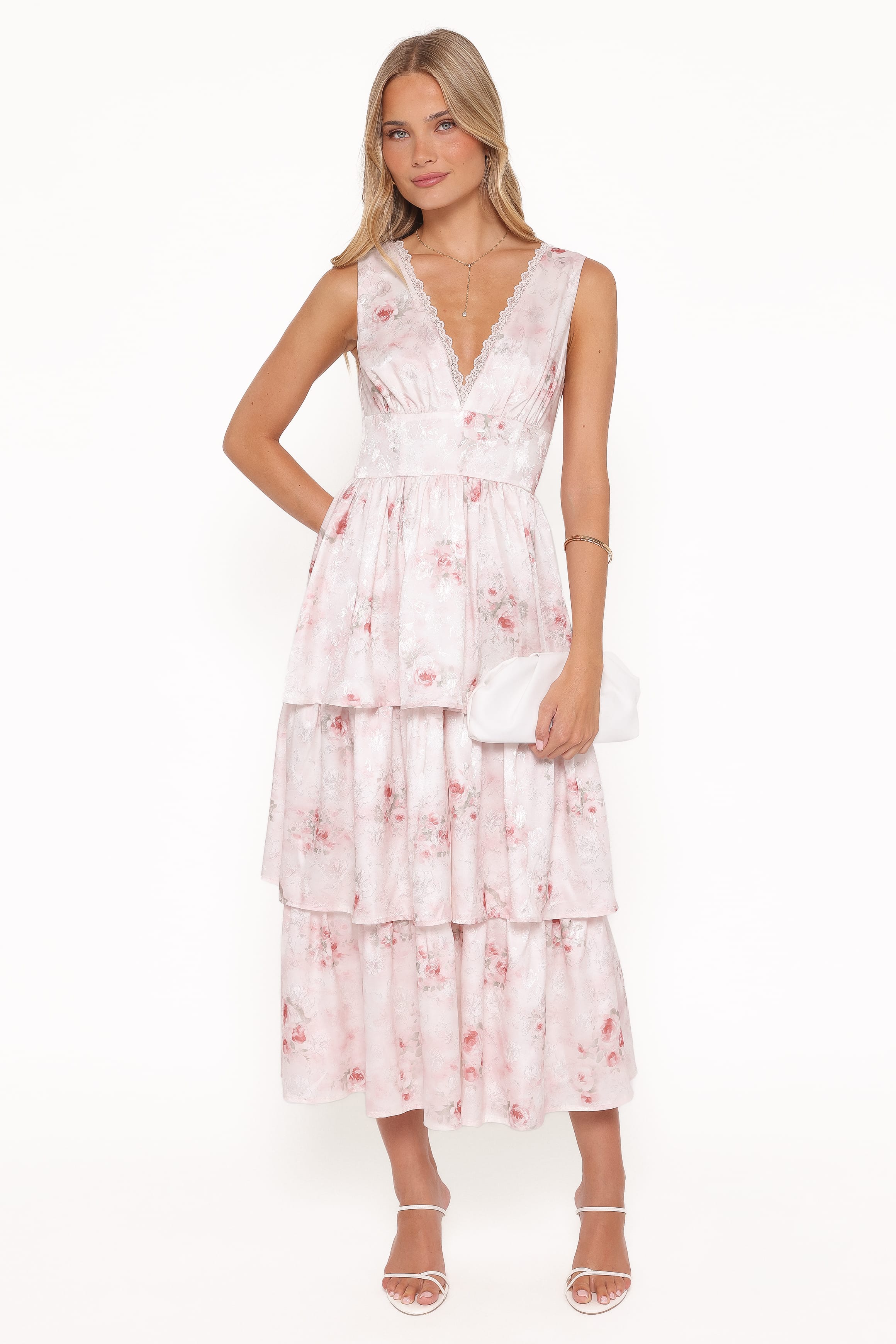 Natarsha Maxi Dress - White Pink Floral