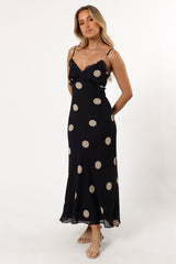 Ollie Midi Polka Dot Dress - Black/Cream