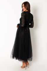 Pilla Long Sleeve Midi Dress - Black