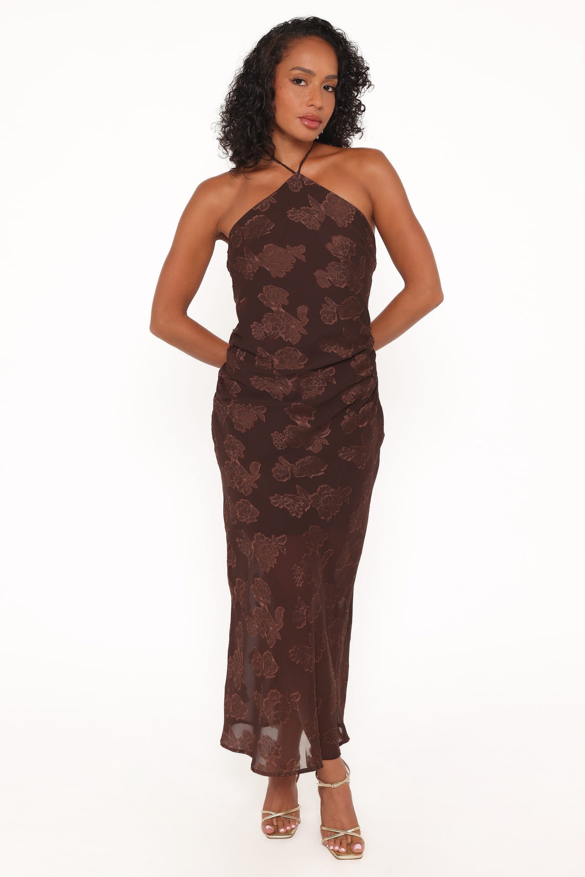 Remy Halterneck Maxi Dress - Brown