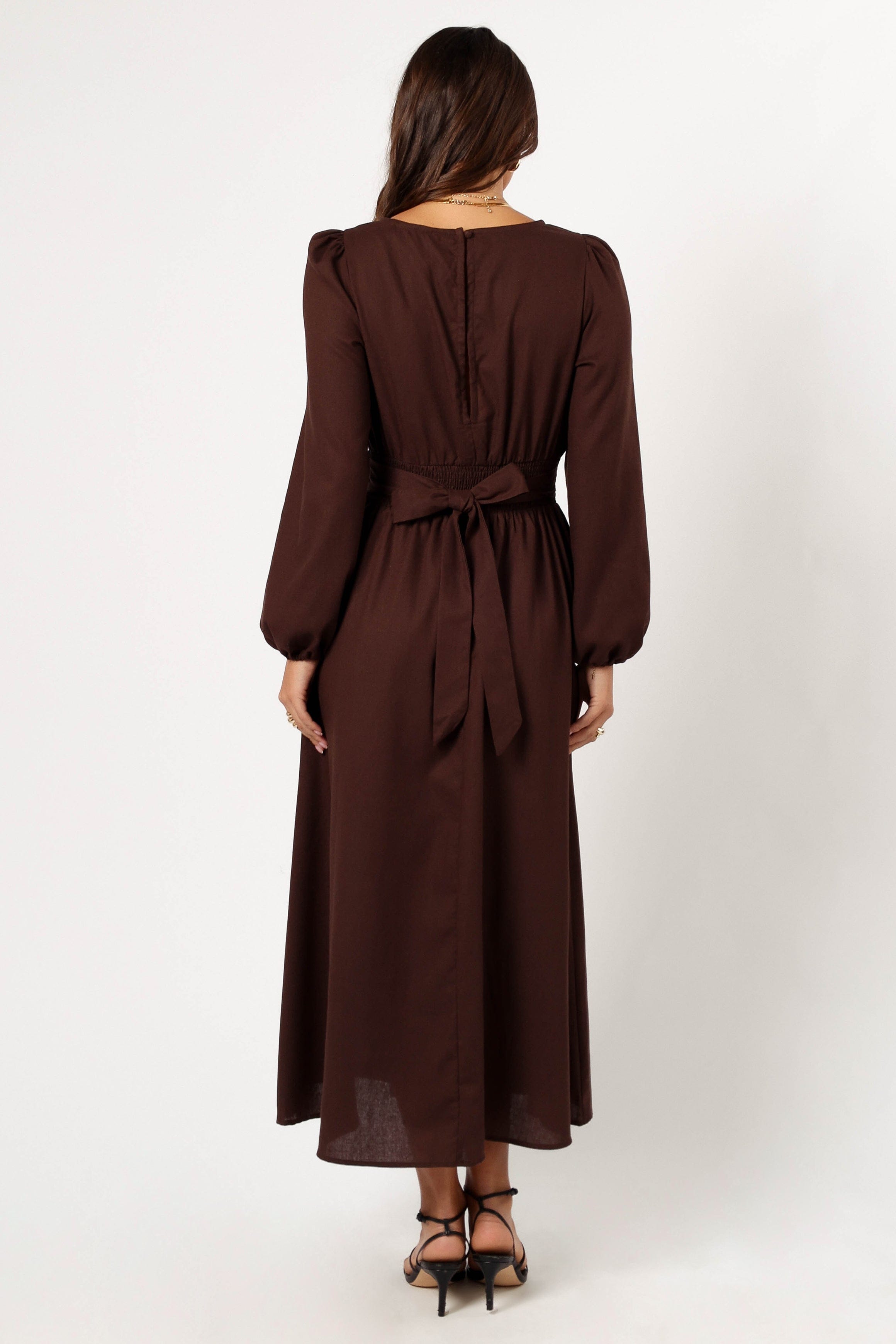 Roman Long Sleeve Maxi Dress - Brown