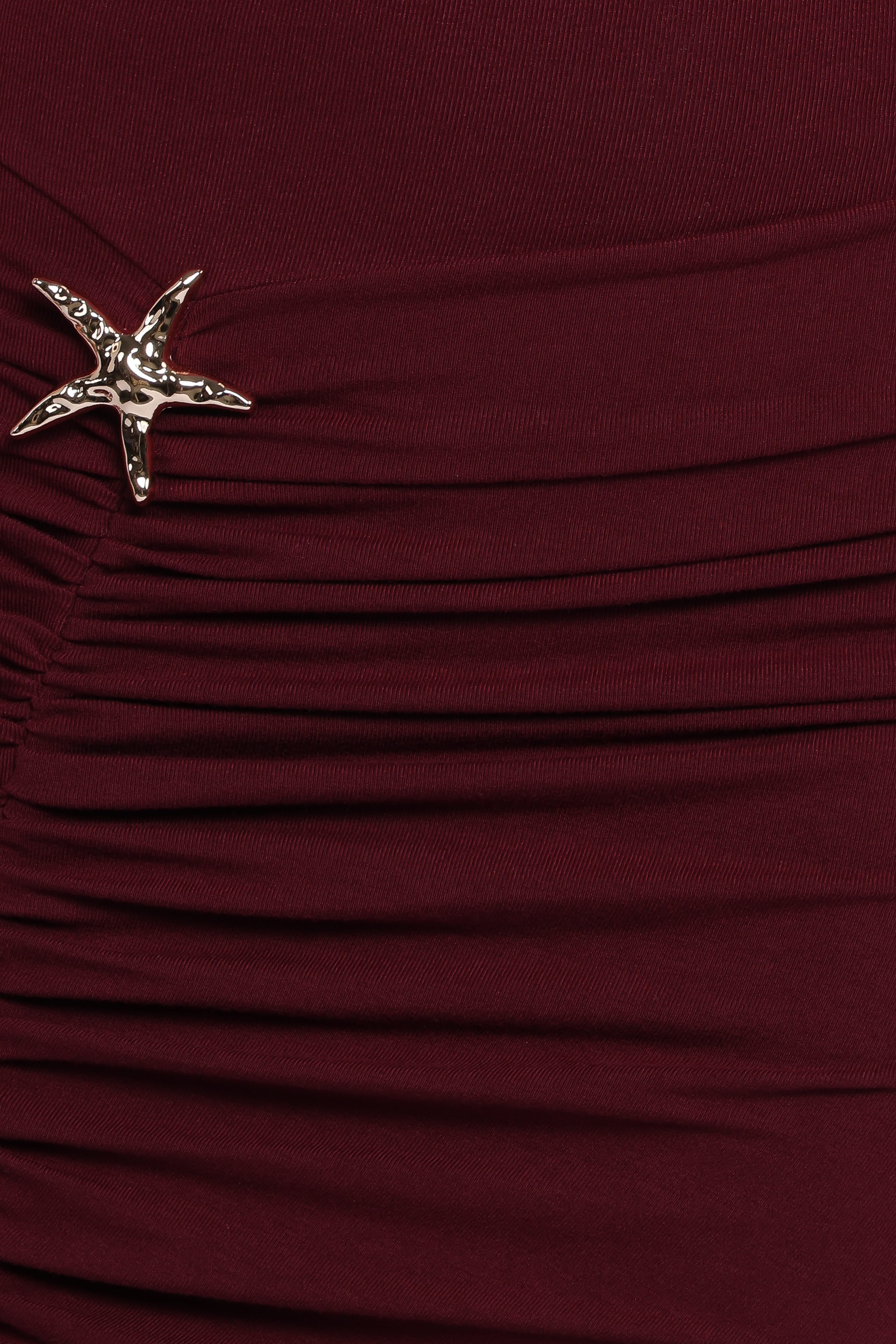 Sandara Off Shoulder Maxi Dress - Burgundy