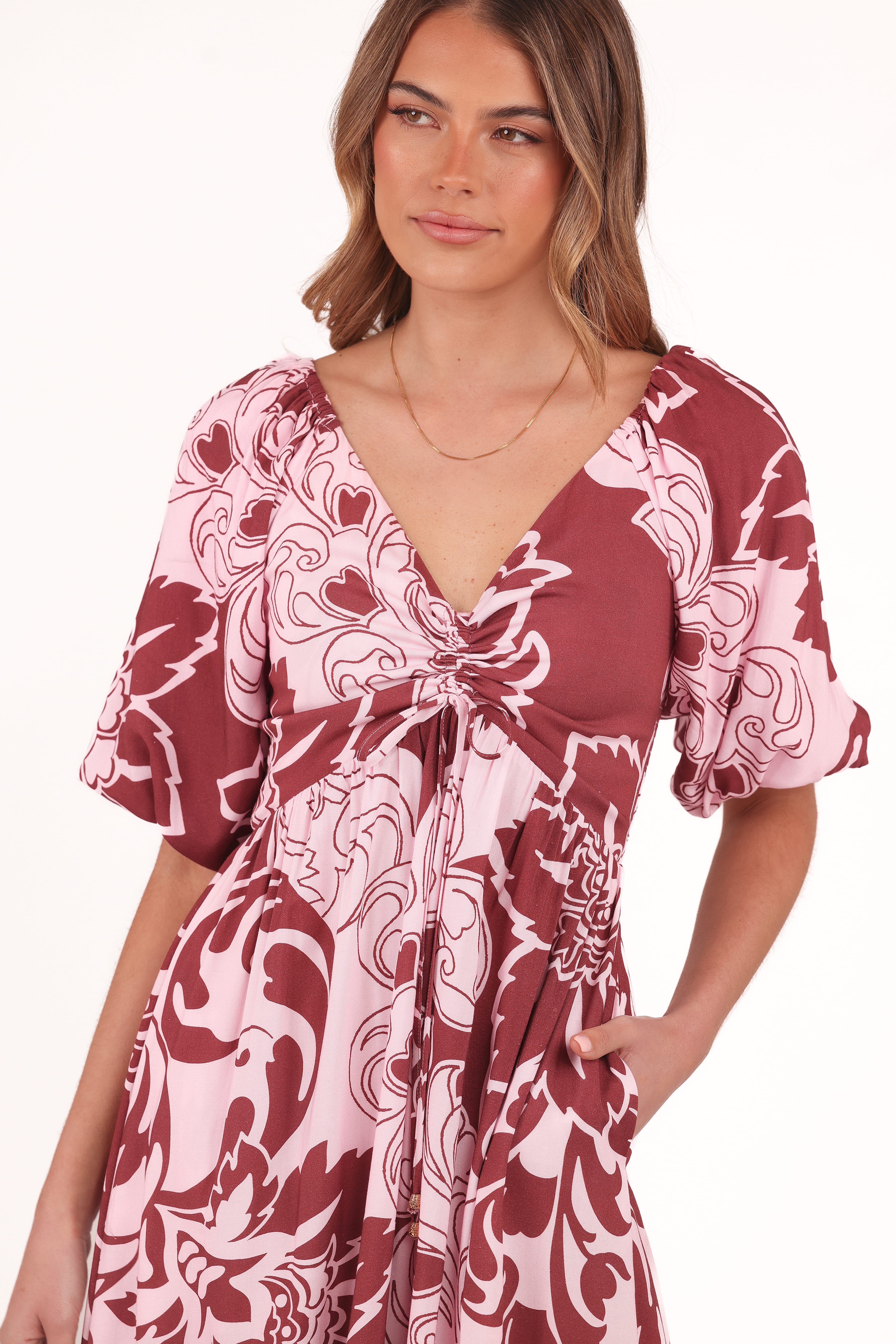 Shanae Maxi Dress - Pink Brown Paisley