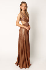 Shania Pleated Maxi Dress - Bronze