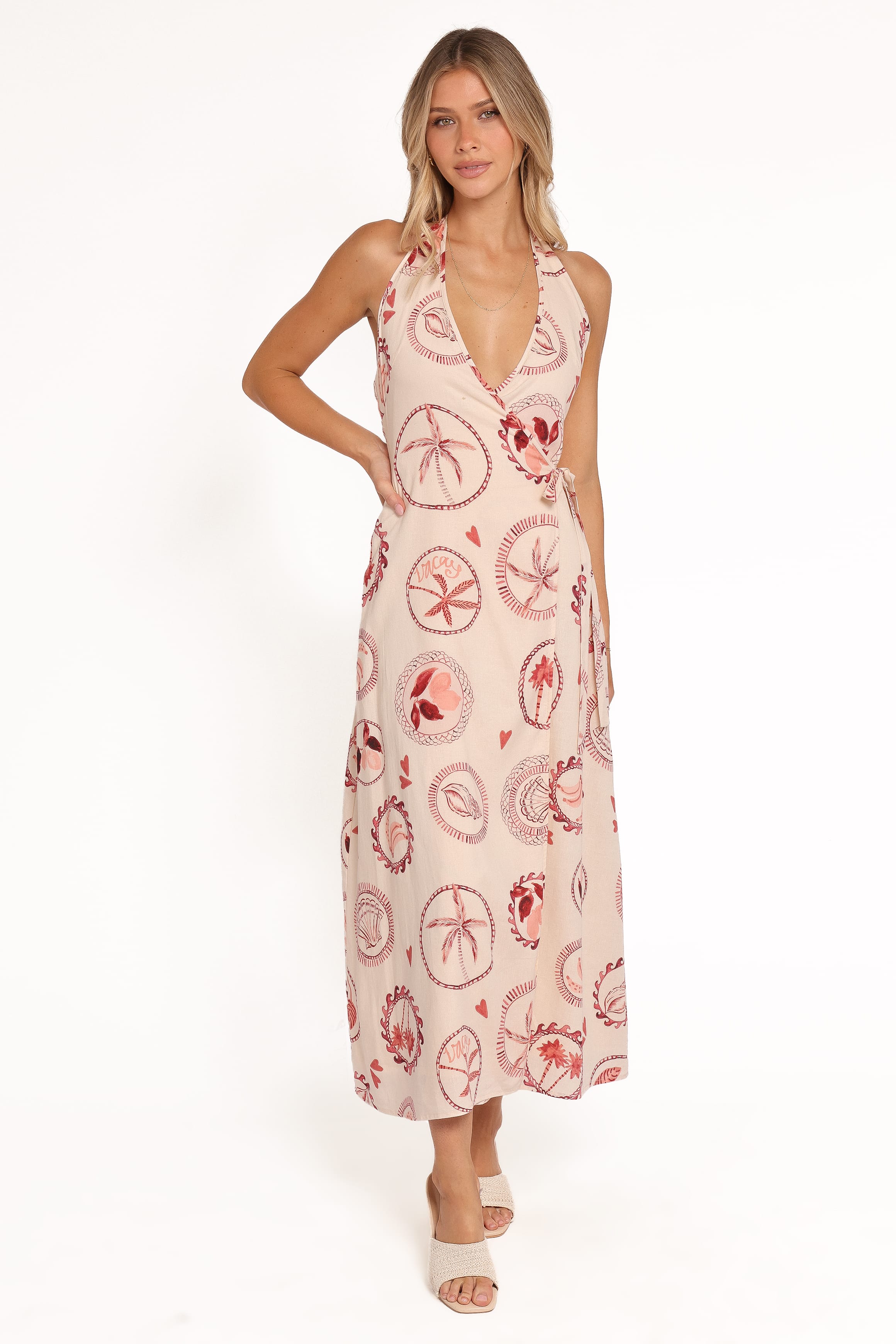 Sierra Wrap Midi Dress - Vacay Print