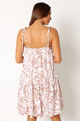 Solaris Mini Dress - Tan White