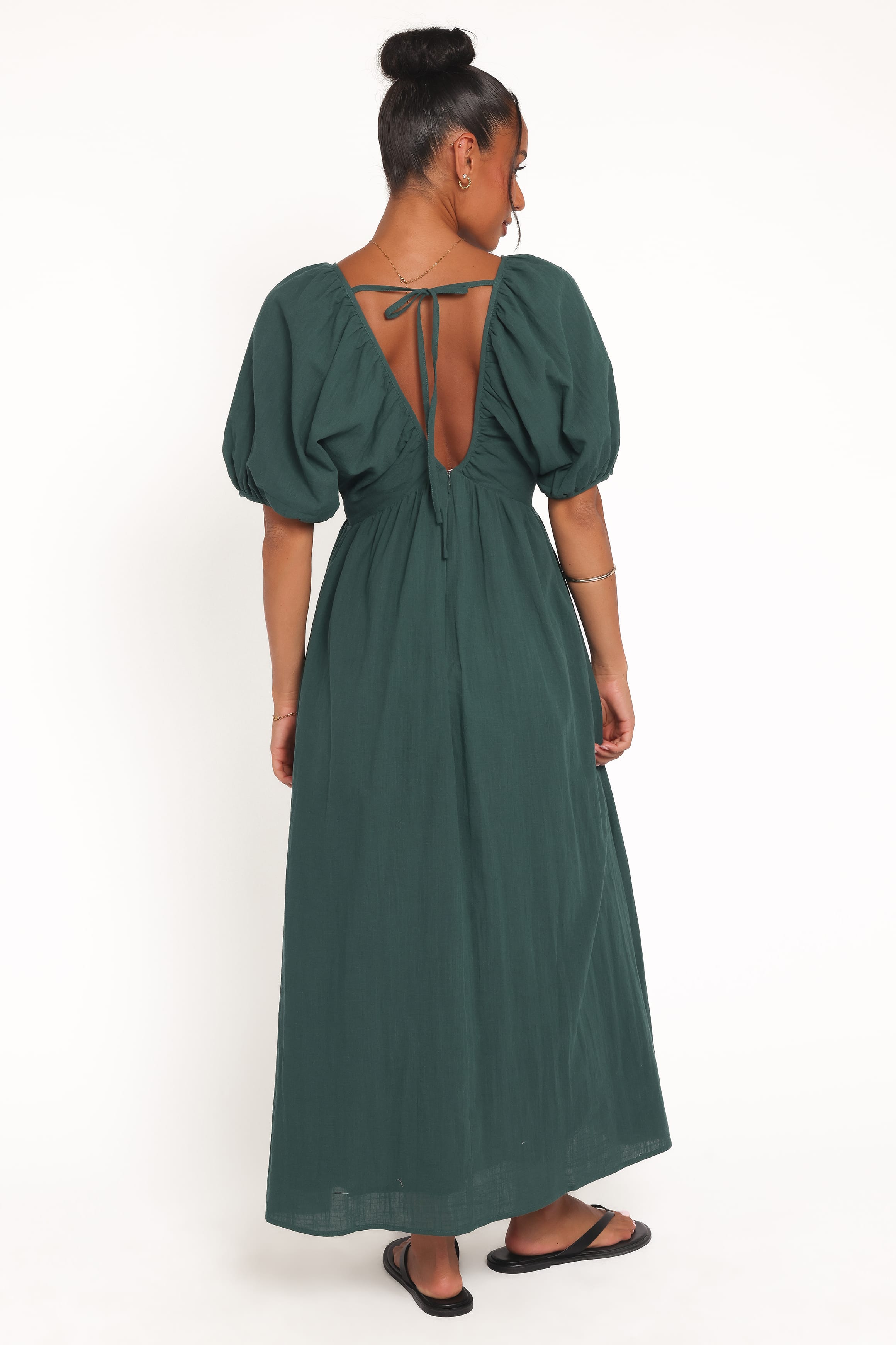 Sullivan Puff Sleeve Maxi Dress - Forest Green