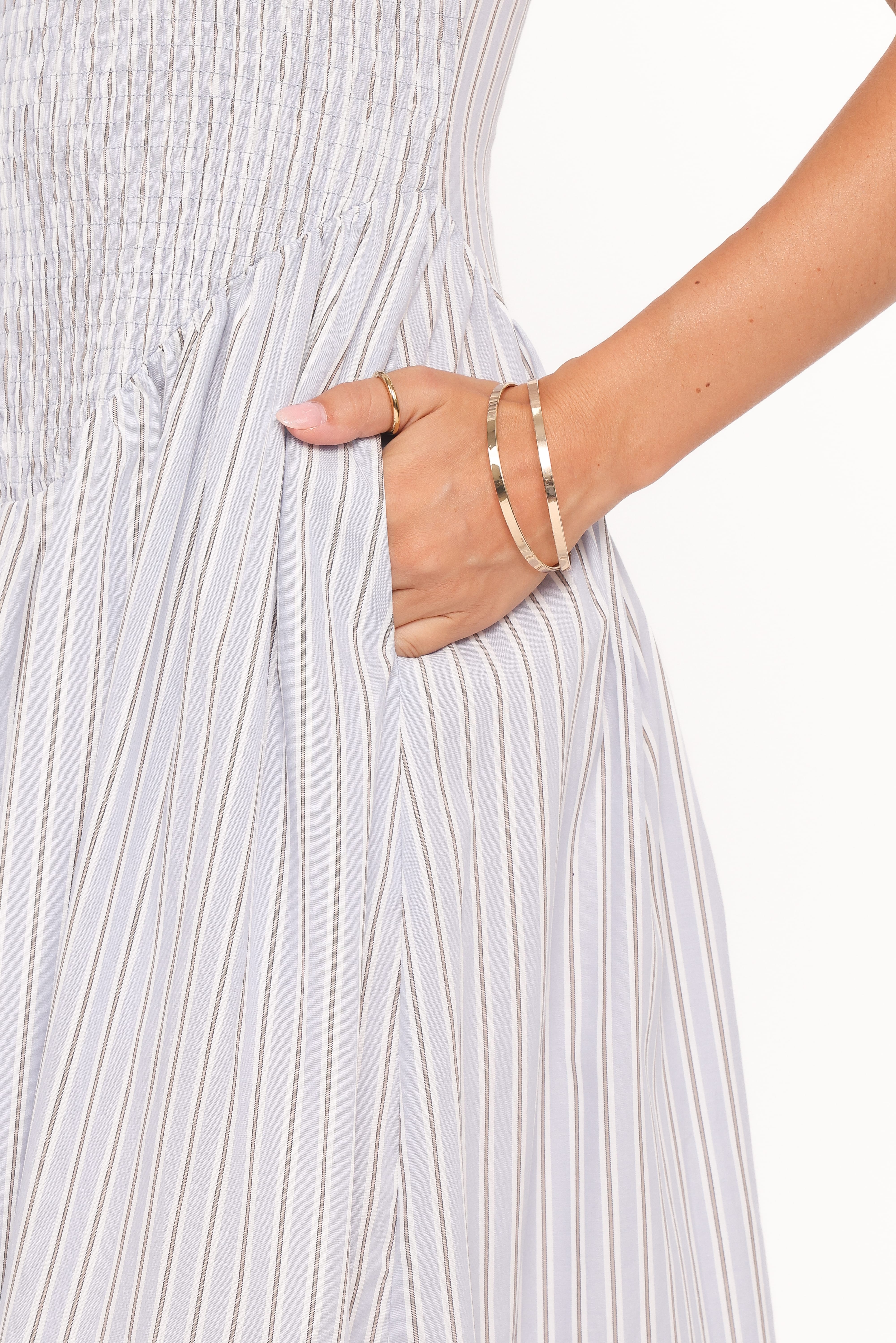 Tony Maxi Dress - Brown/Blue Stripe