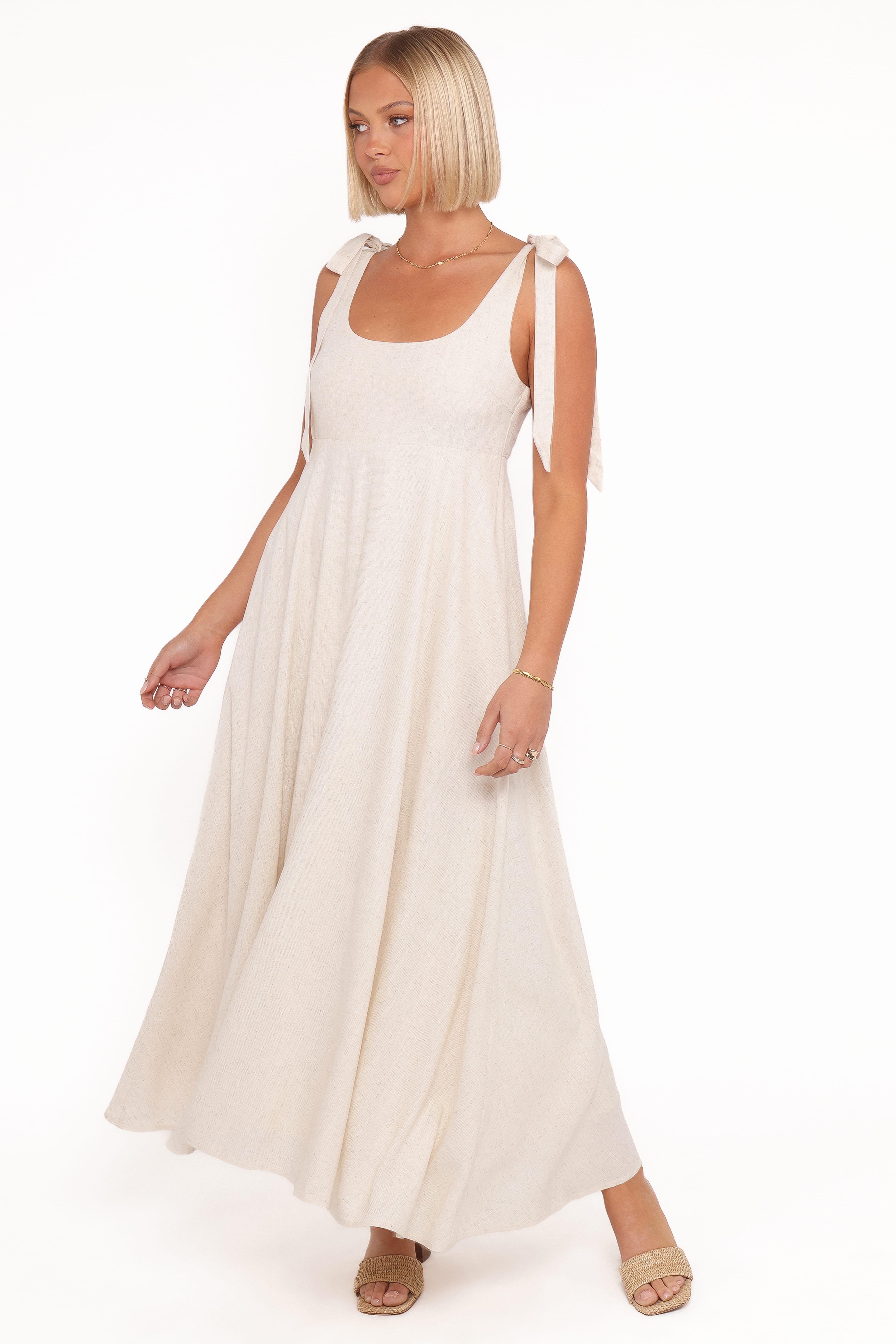 Valara Tie Shoulder Maxi Dress - Oatmeal