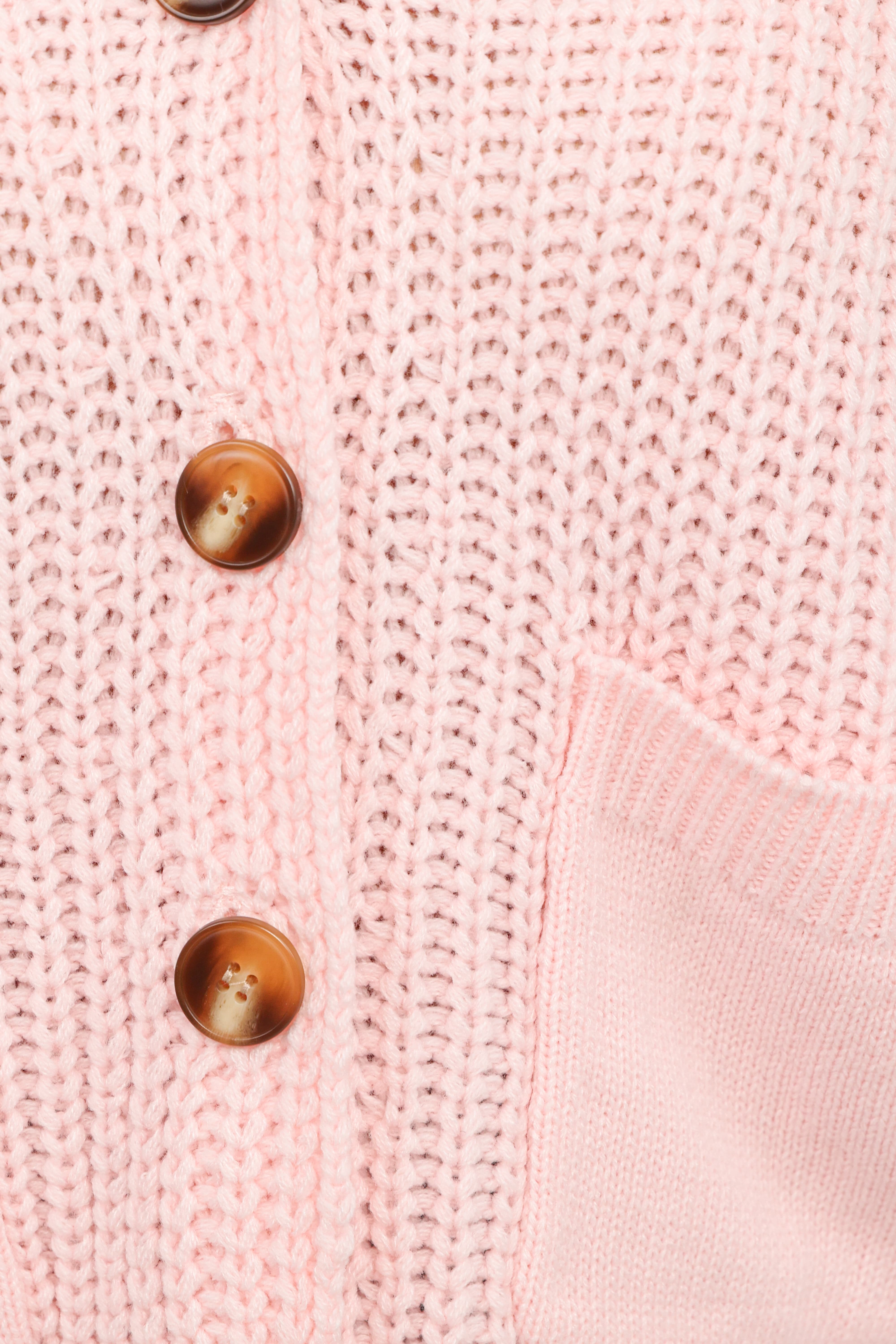 Amelia Oversize Collar Button Cardigan - Pink