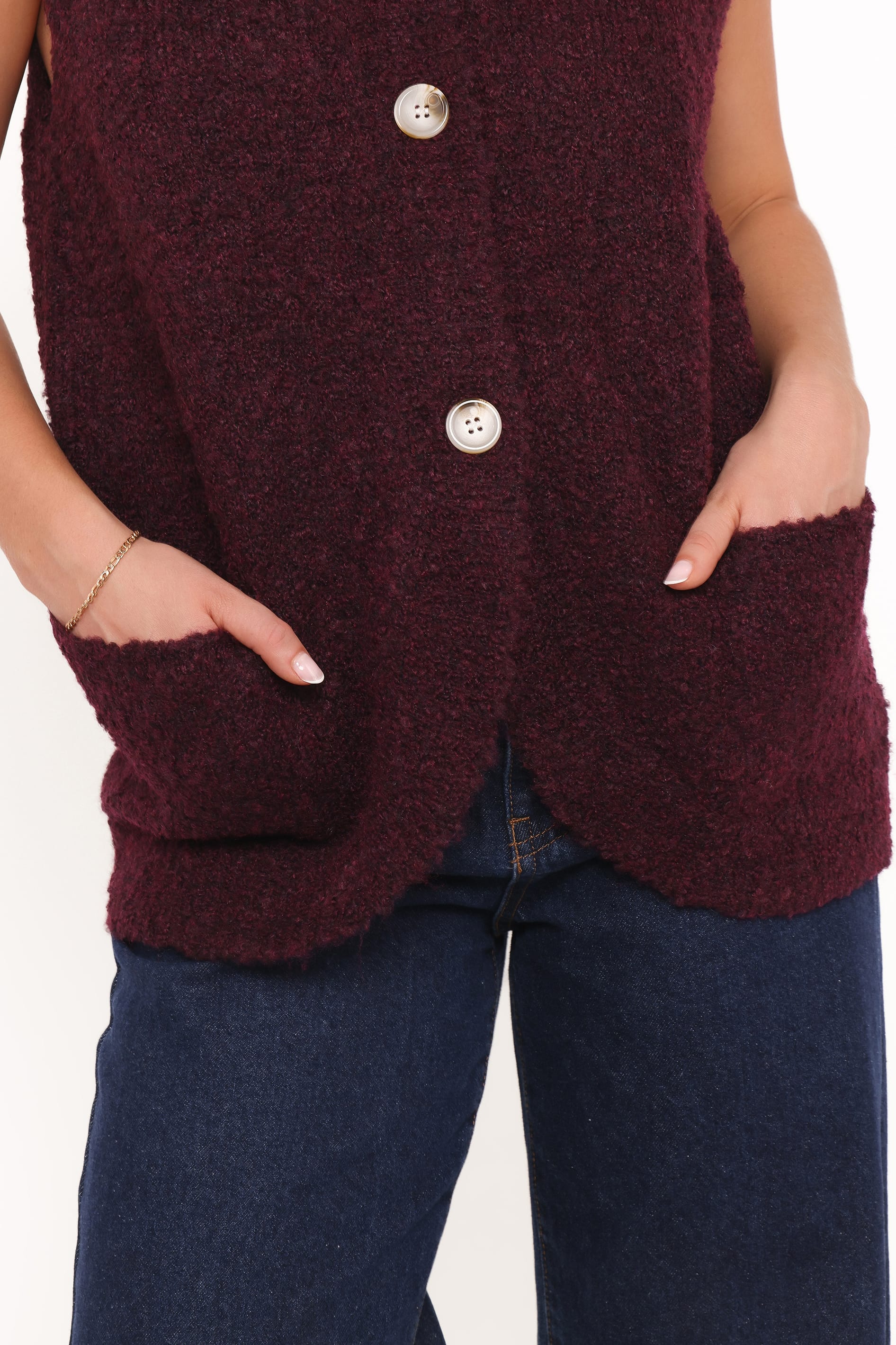 Avery Knit Vest - Wine