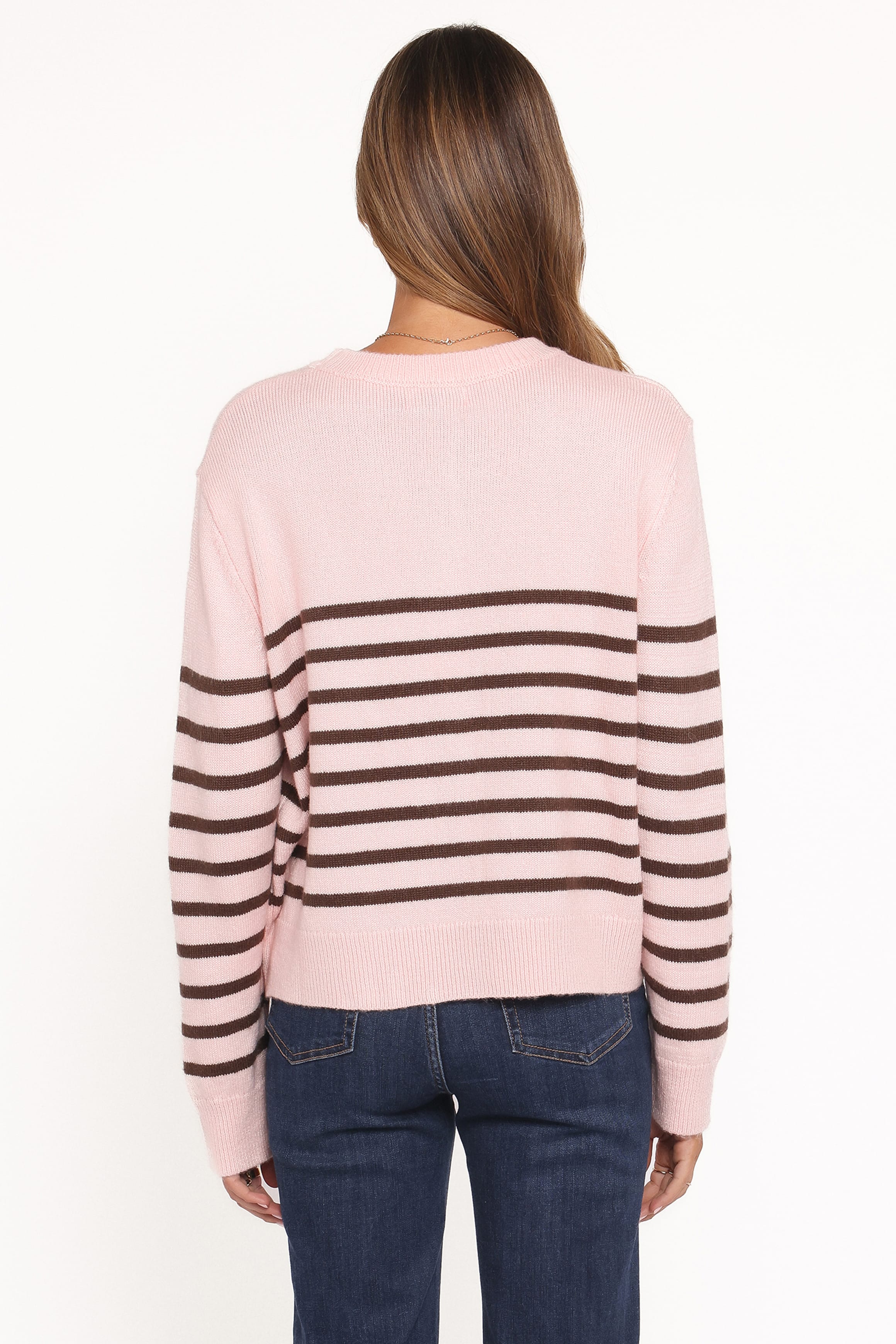 Eleanora Striped Knit Pullover Sweater - Pink
