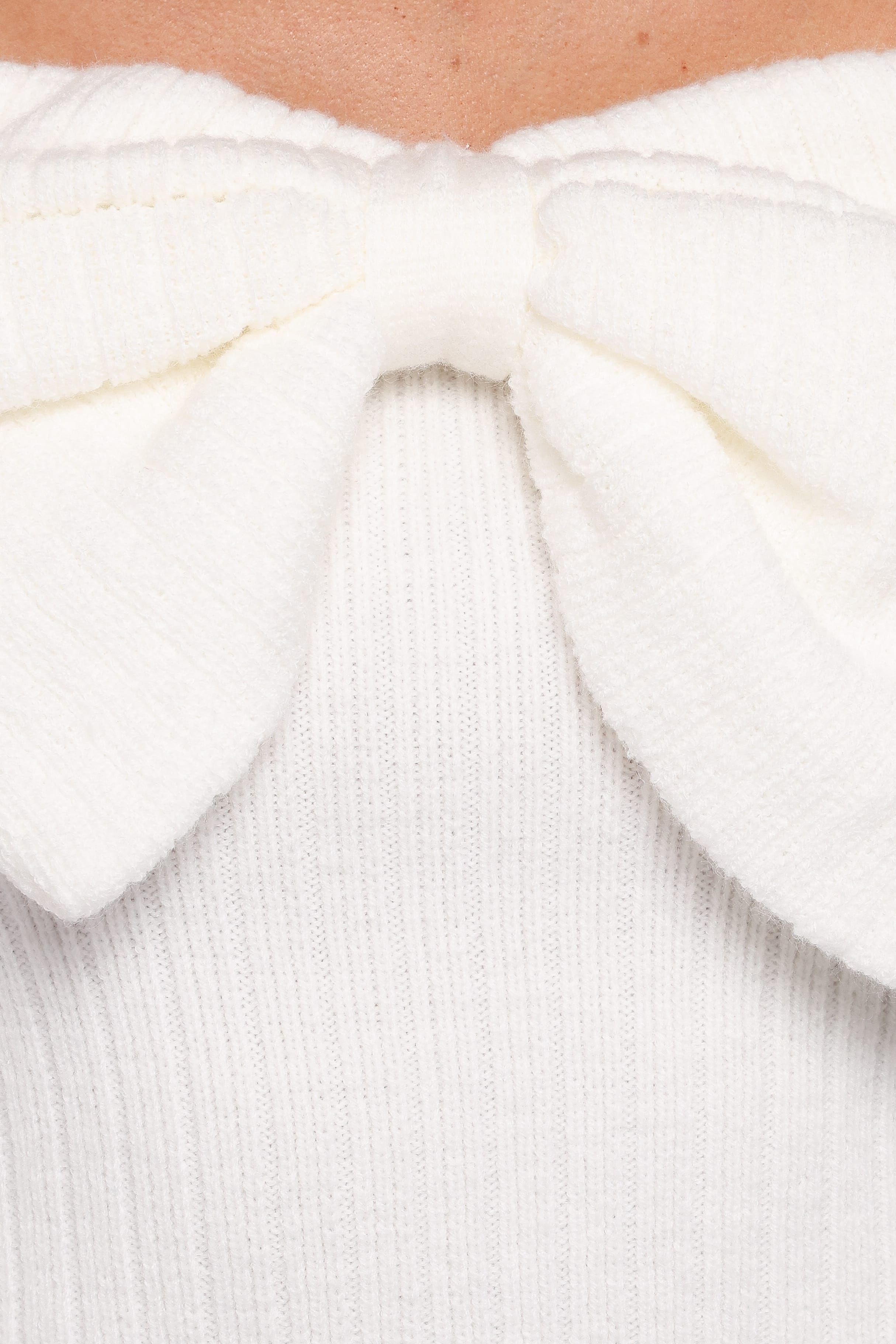 Helene Bow Off Shoulder Knit Sweater - Ivory