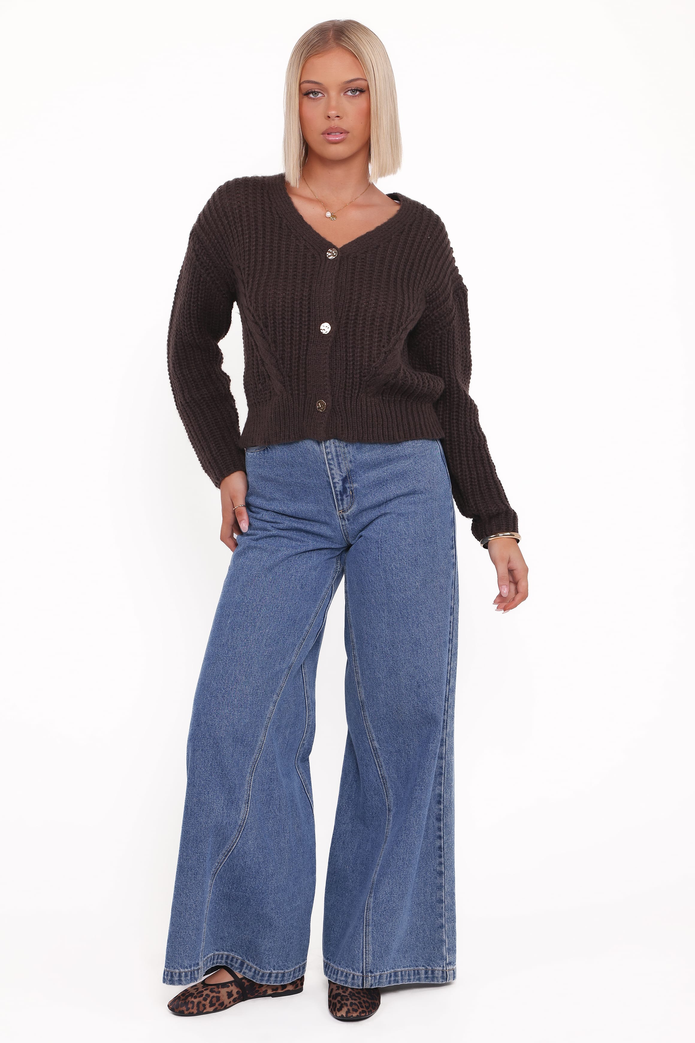 Henderson Thick Knit Cardigan - Brown