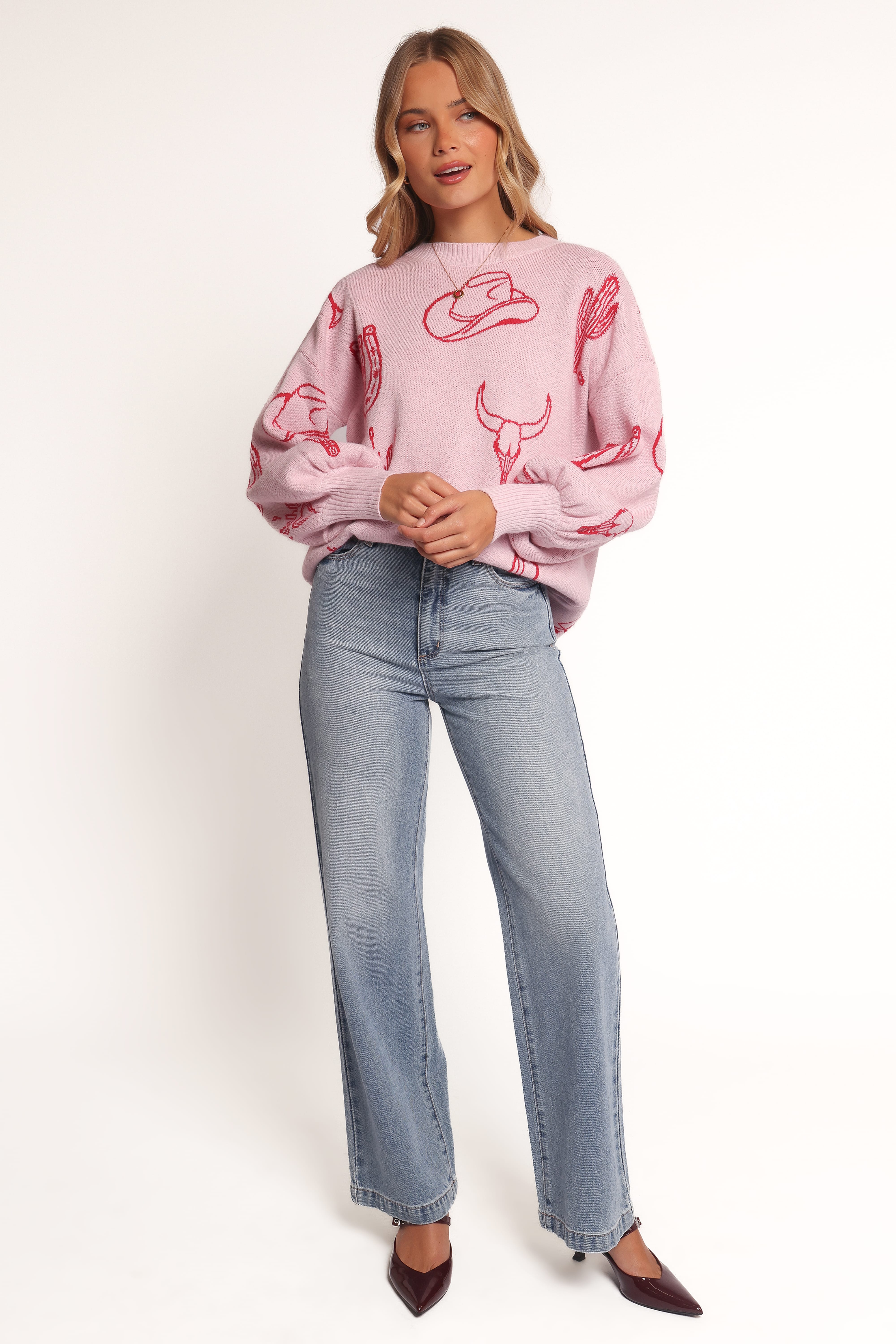 Jax Western Knit Sweater - Pink