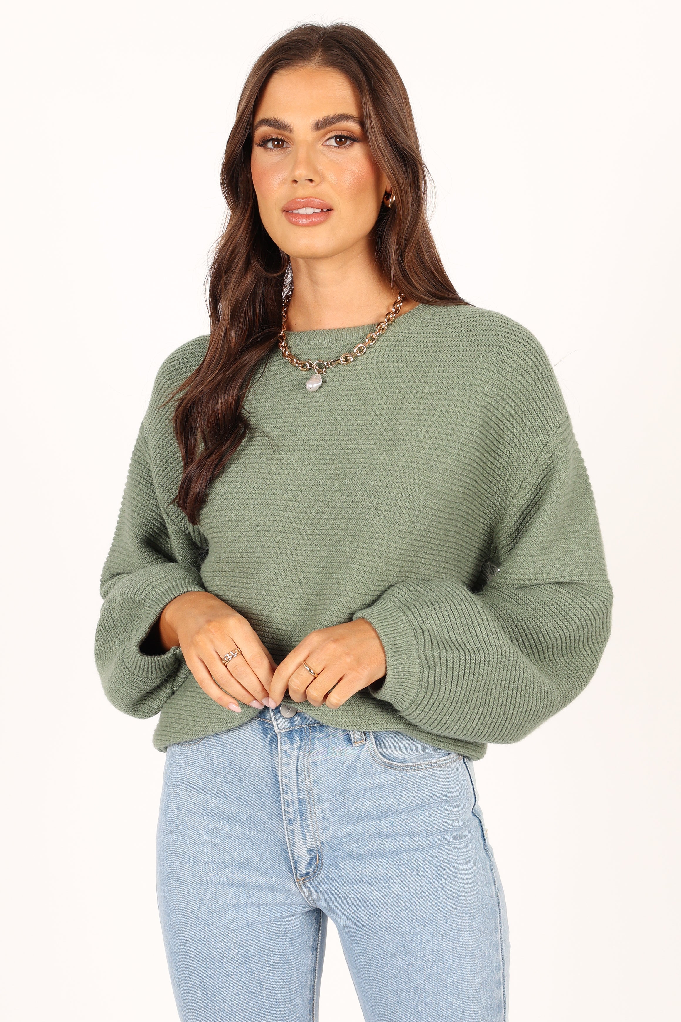Lakelyn Textured Knit Sweater - Khaki