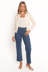 Millen Flower Embroidery Cardigan - Cream (H-T)