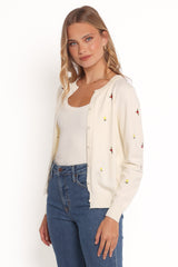 Millen Flower Embroidery Cardigan - Cream (H-T)