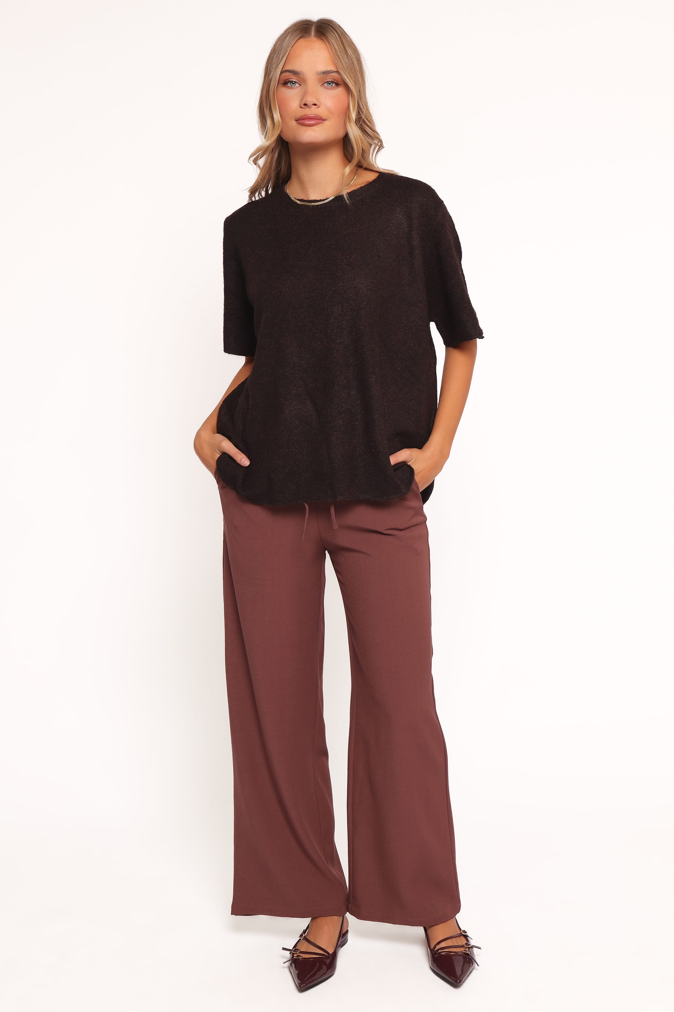 Morris Short Sleeve Oversized Sweater Tee - Dark Chocolate