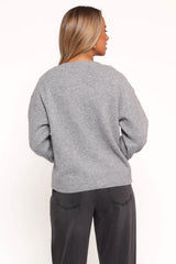 Neri Bow Tie Front Cardigan - Grey