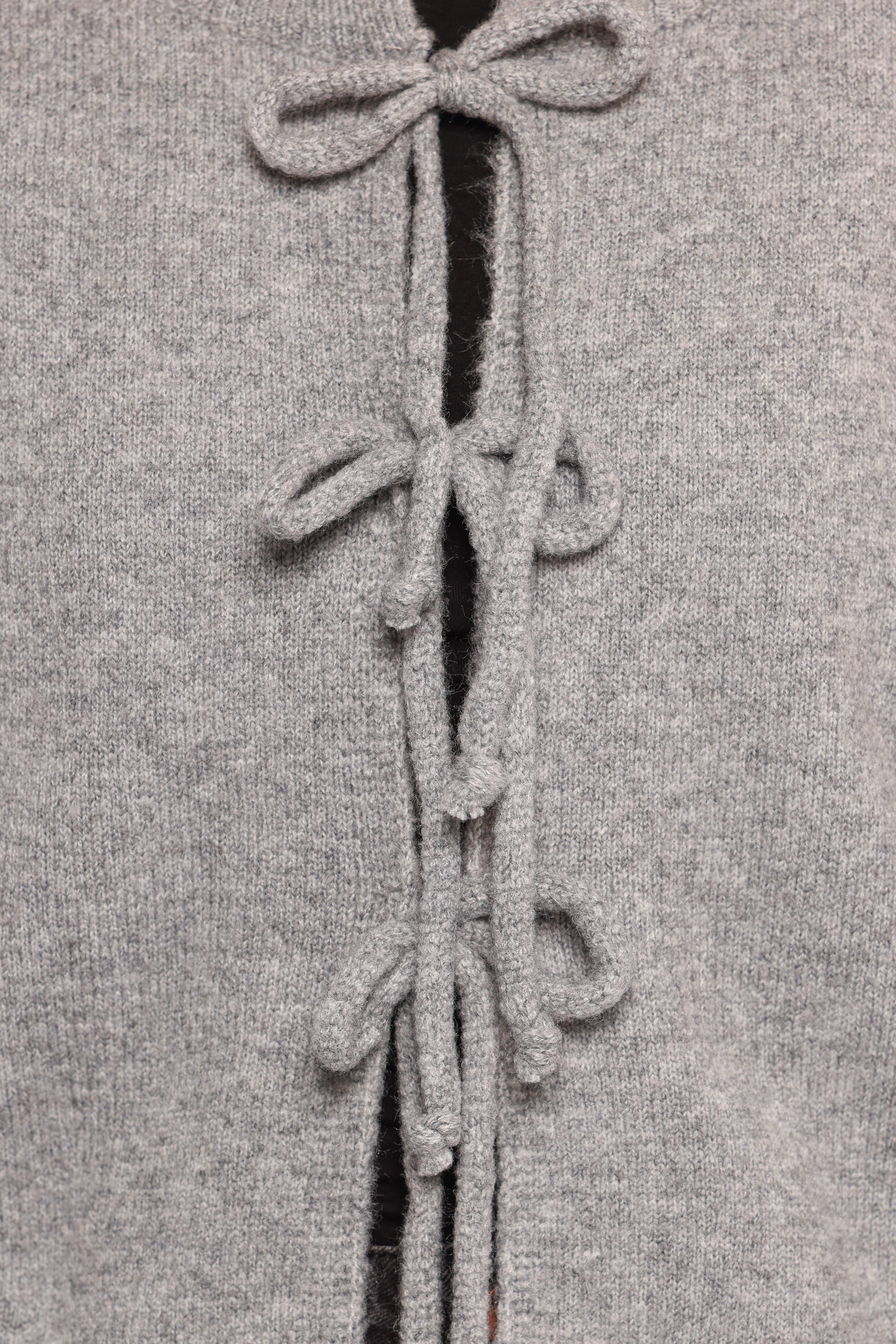 Neri Bow Tie Front Cardigan - Grey