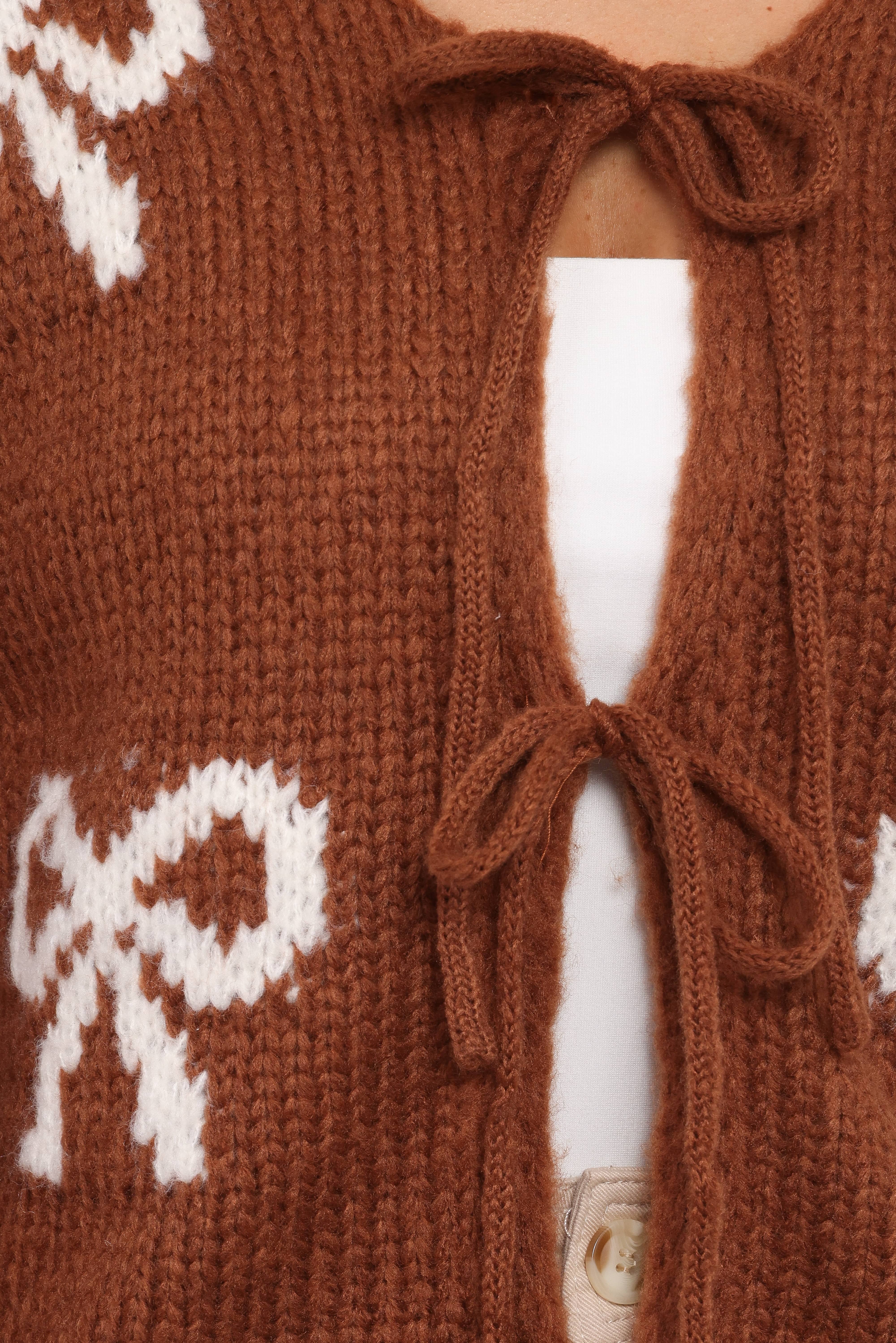 Vienna Bow Cardigan - Camel
