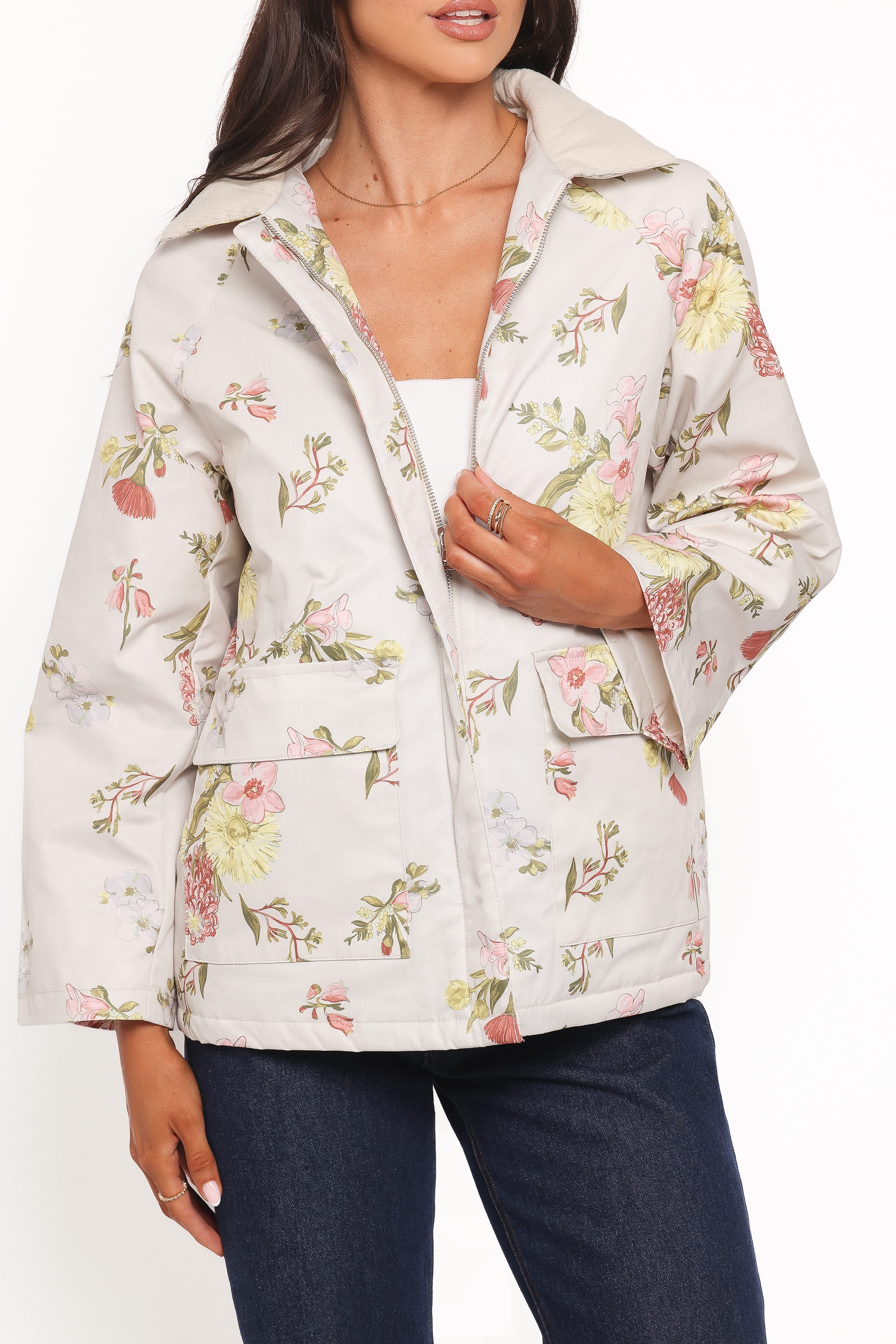 Danica Barn Jacket - Khaki Floral