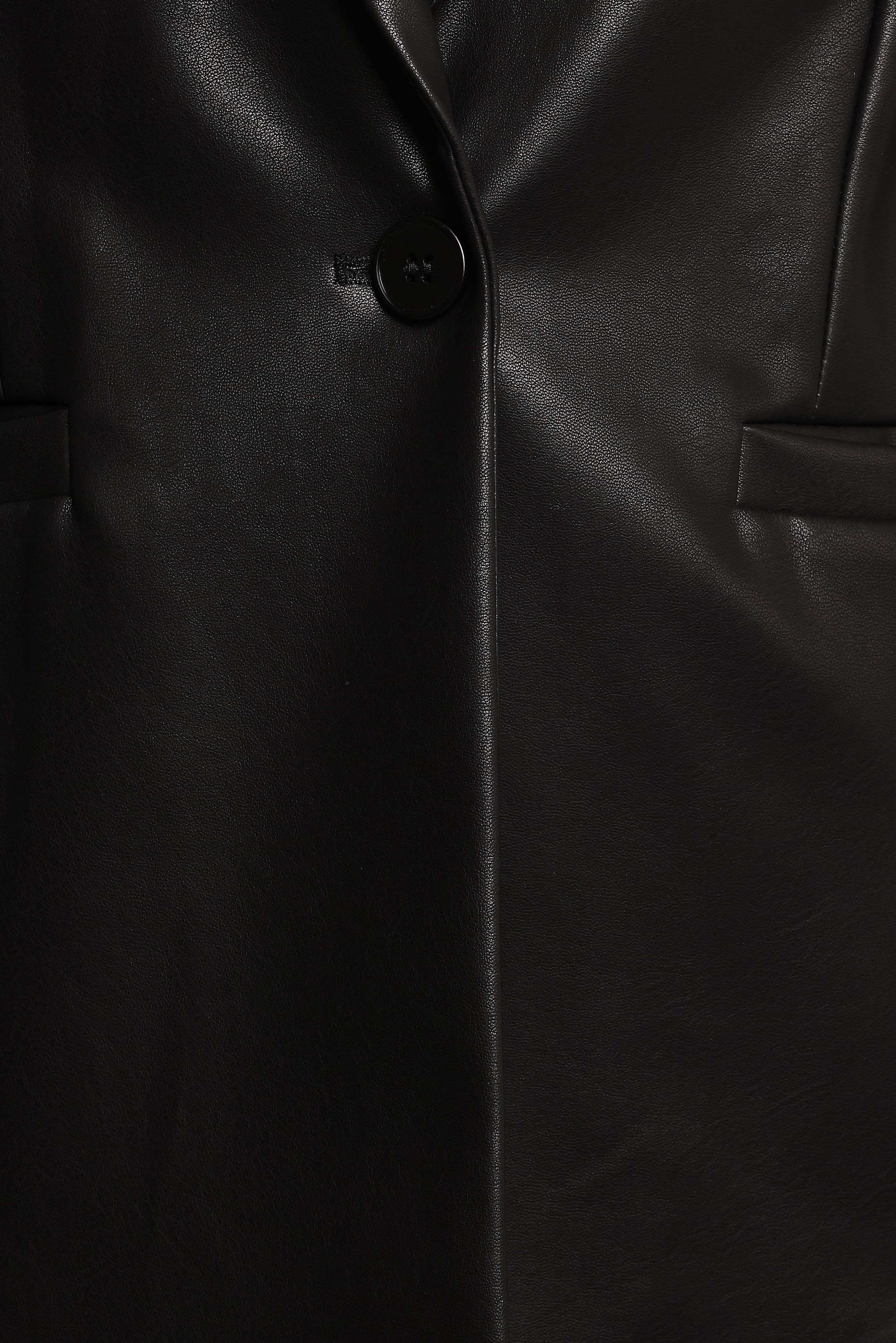 Jamie Faux Leather Blazer - Black