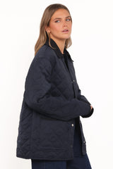 Lynly Quilted Barn Jacket - Navy