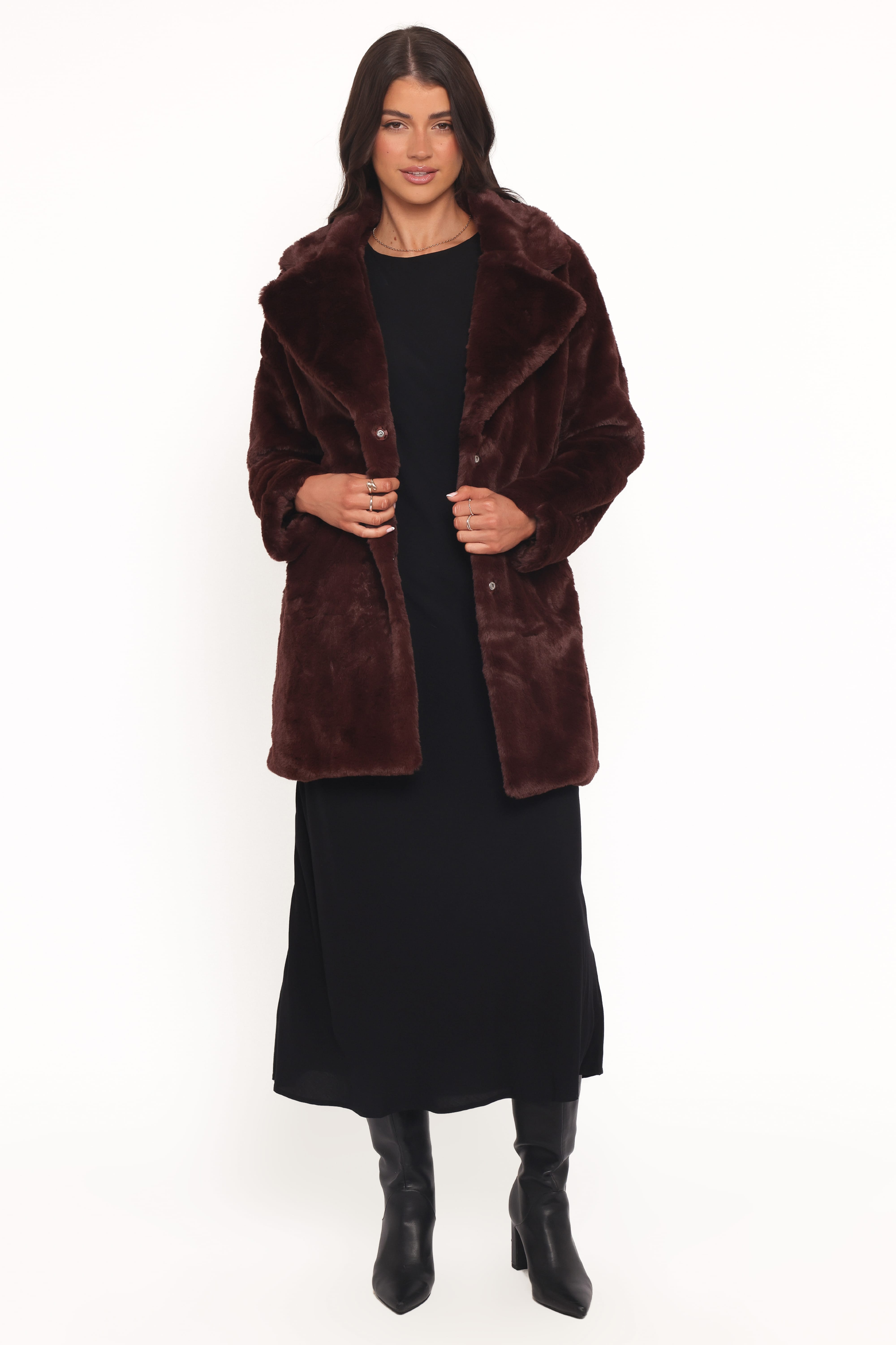 Meeka Faux Fur Jacket - Burgundy