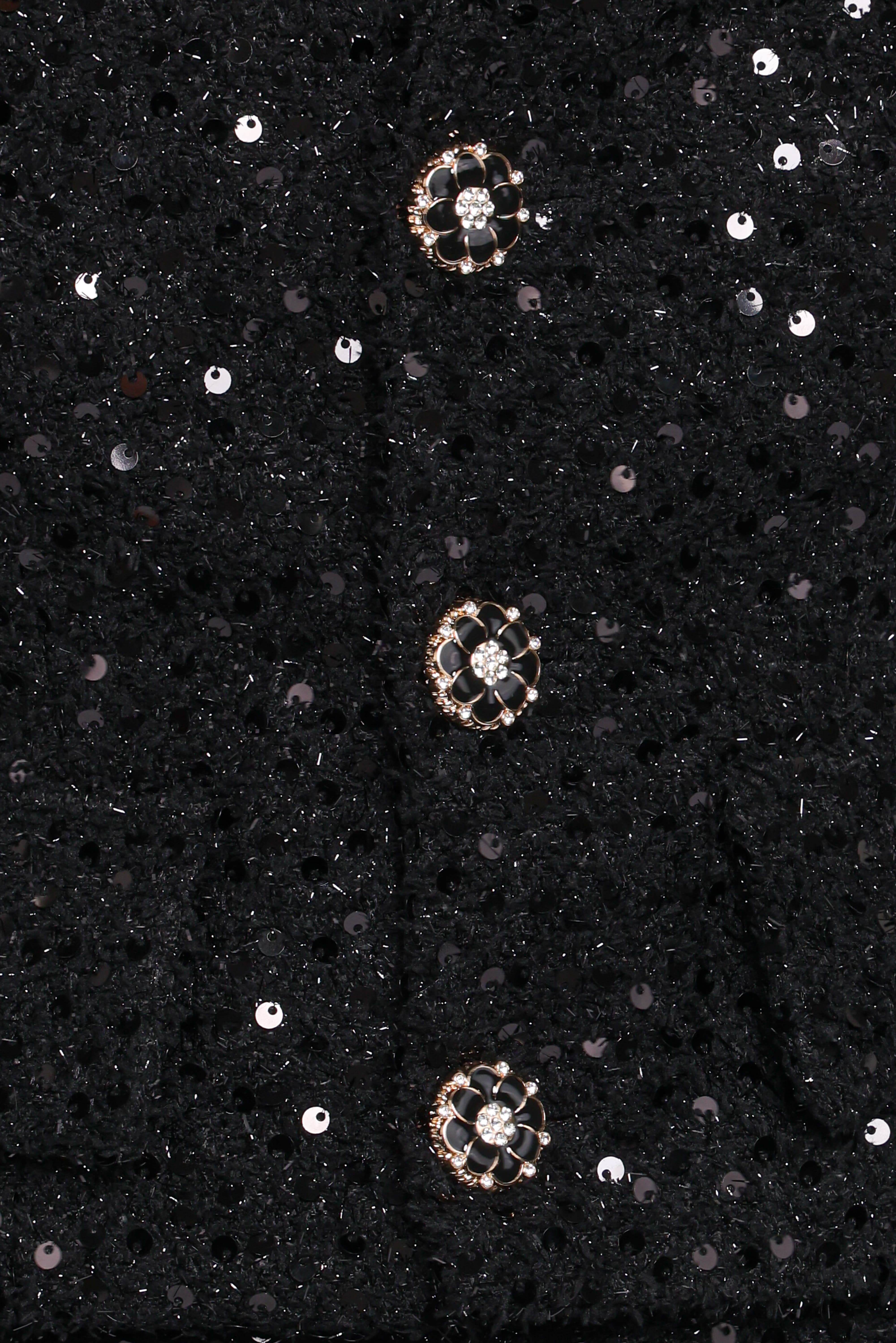 Valentina Cropped Blazer - Black Sequin