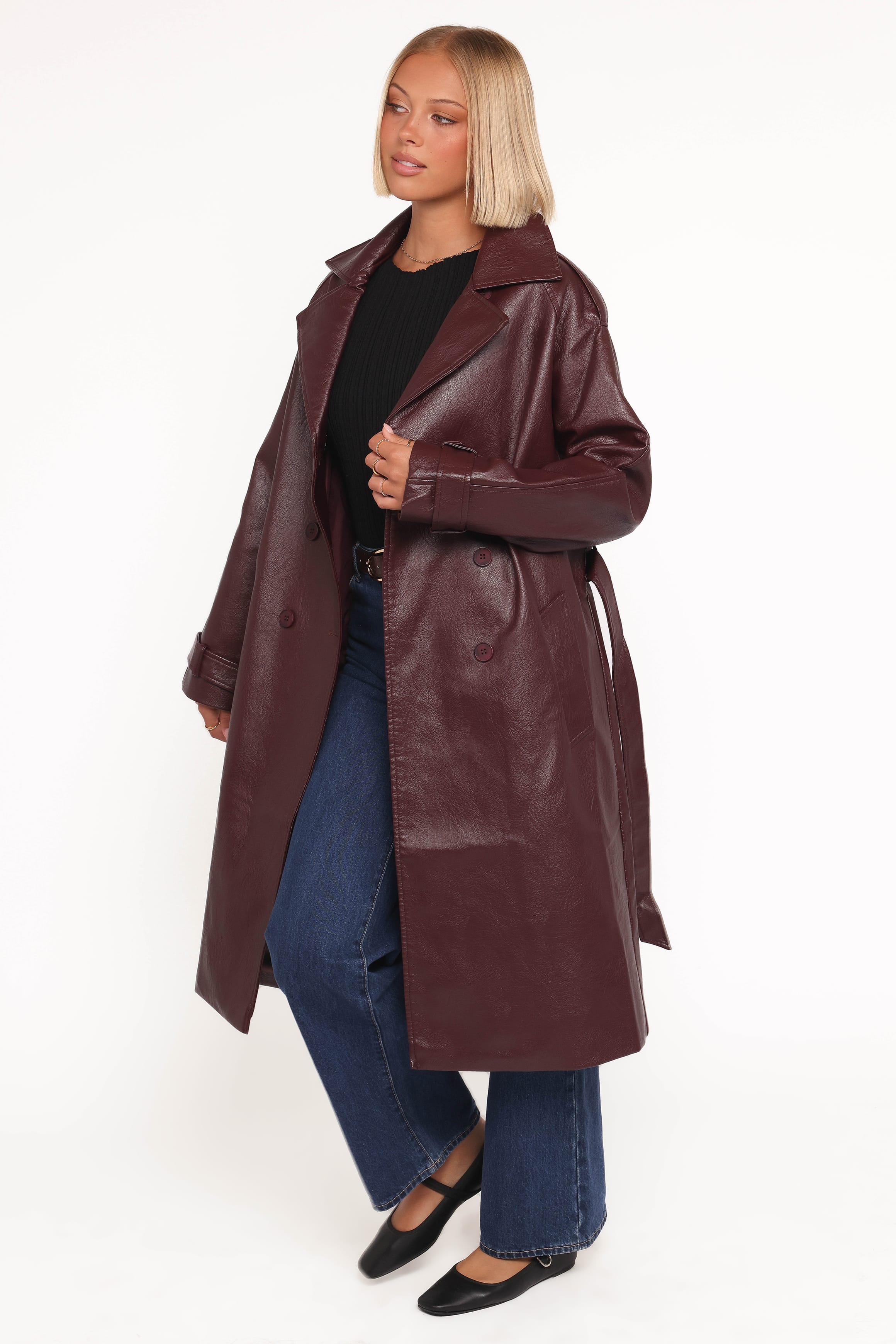 Vita Faux Leather Jacket - Burgundy