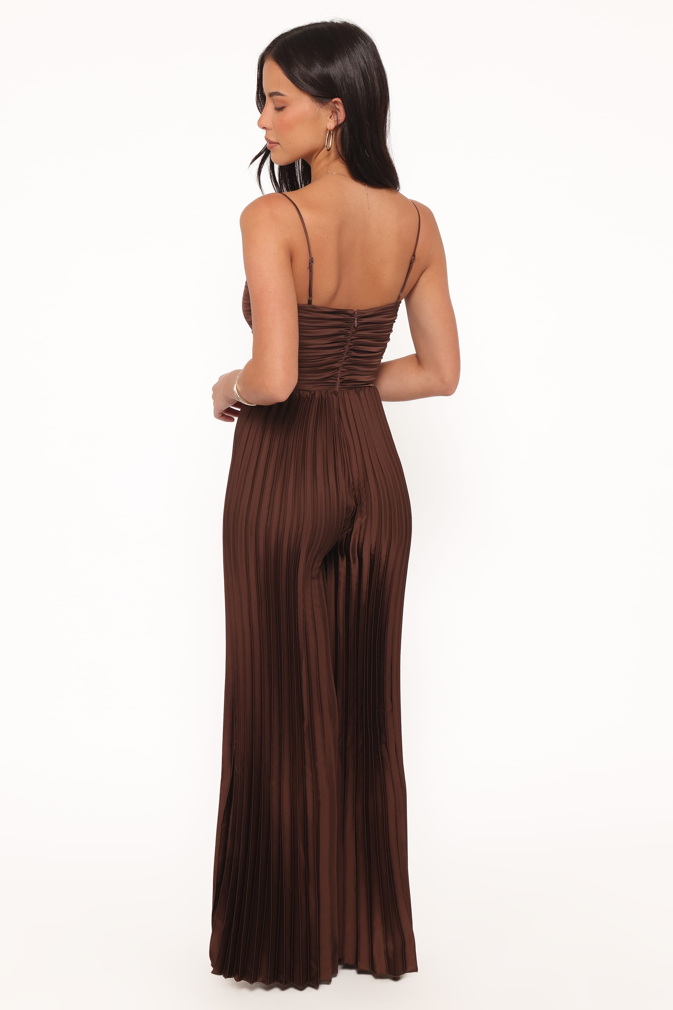 Angelique Pleated Jumpsuit - Chocolate Brown