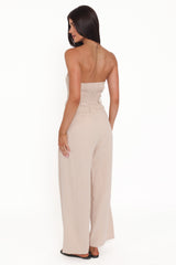Calliope Tie Waist Jumpsuit - Wheat