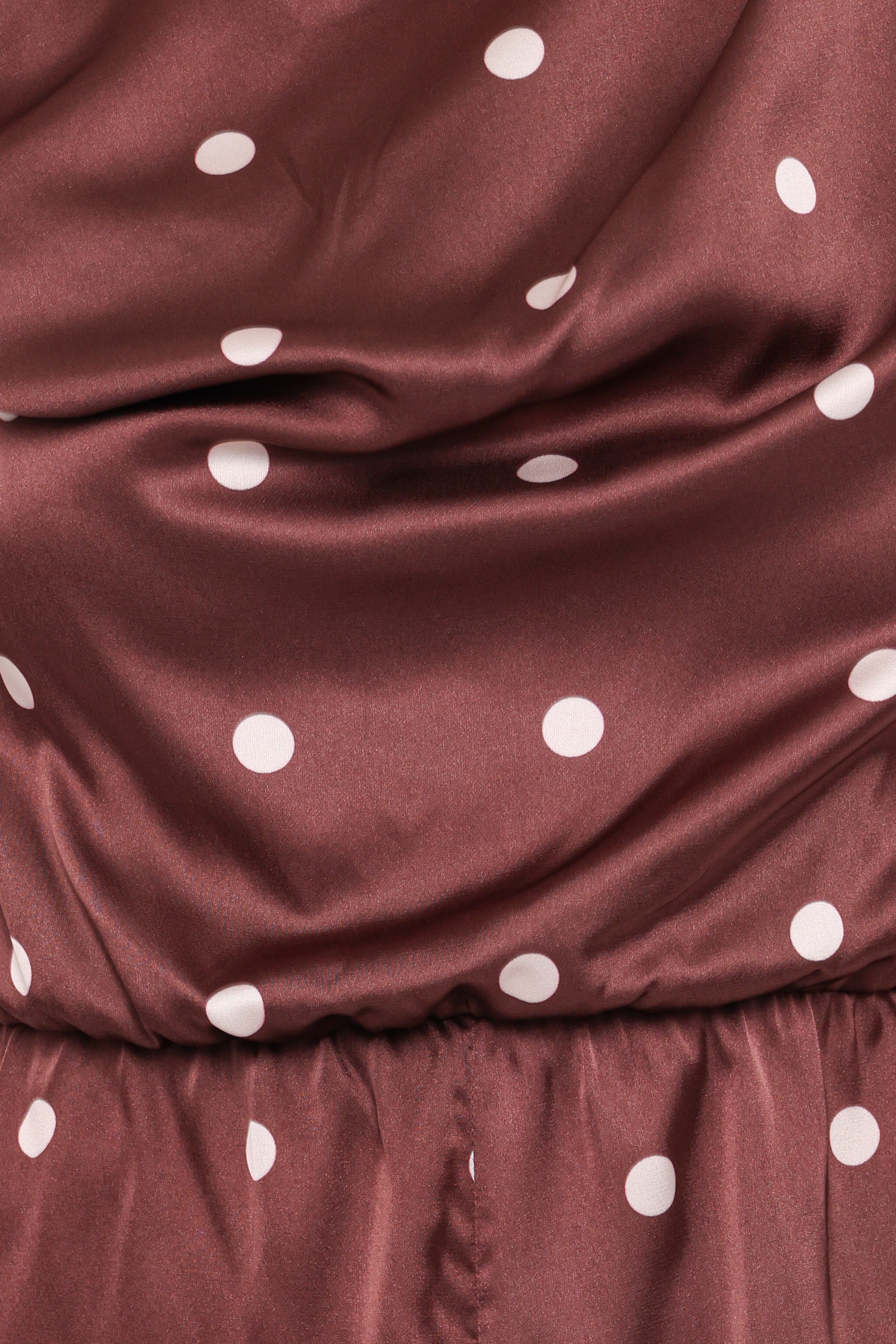 Cassidy One Shoulder Romper - Brown Polka Dot
