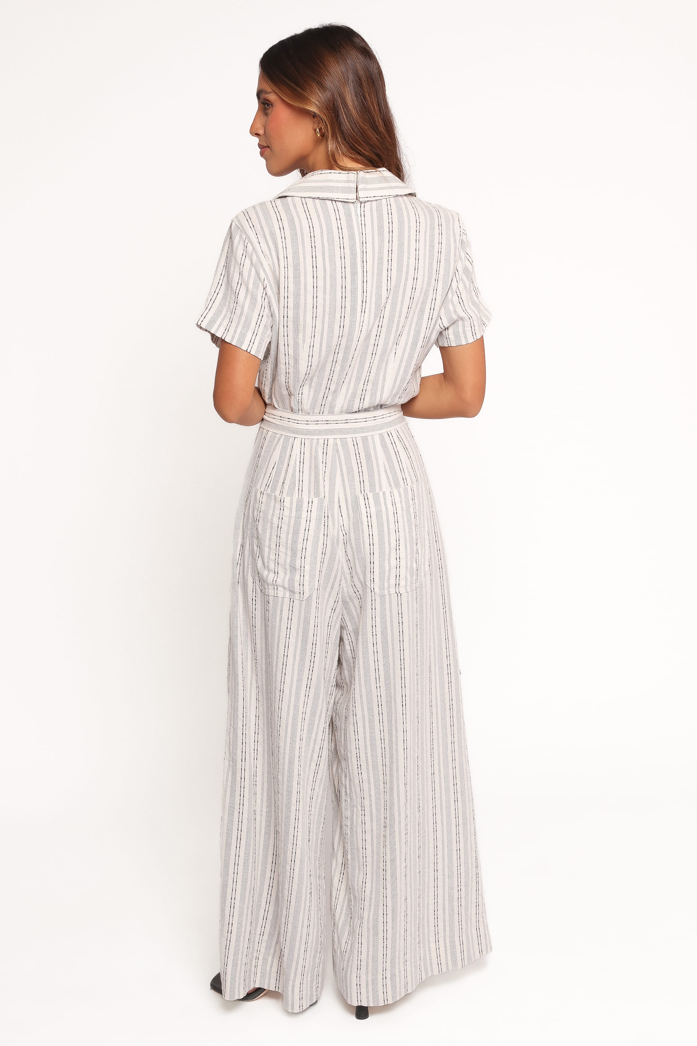 Daila Tie Waist Jumpsuit - White Black