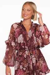 Delaney Long Sleeve Romper - Brandy Bloom