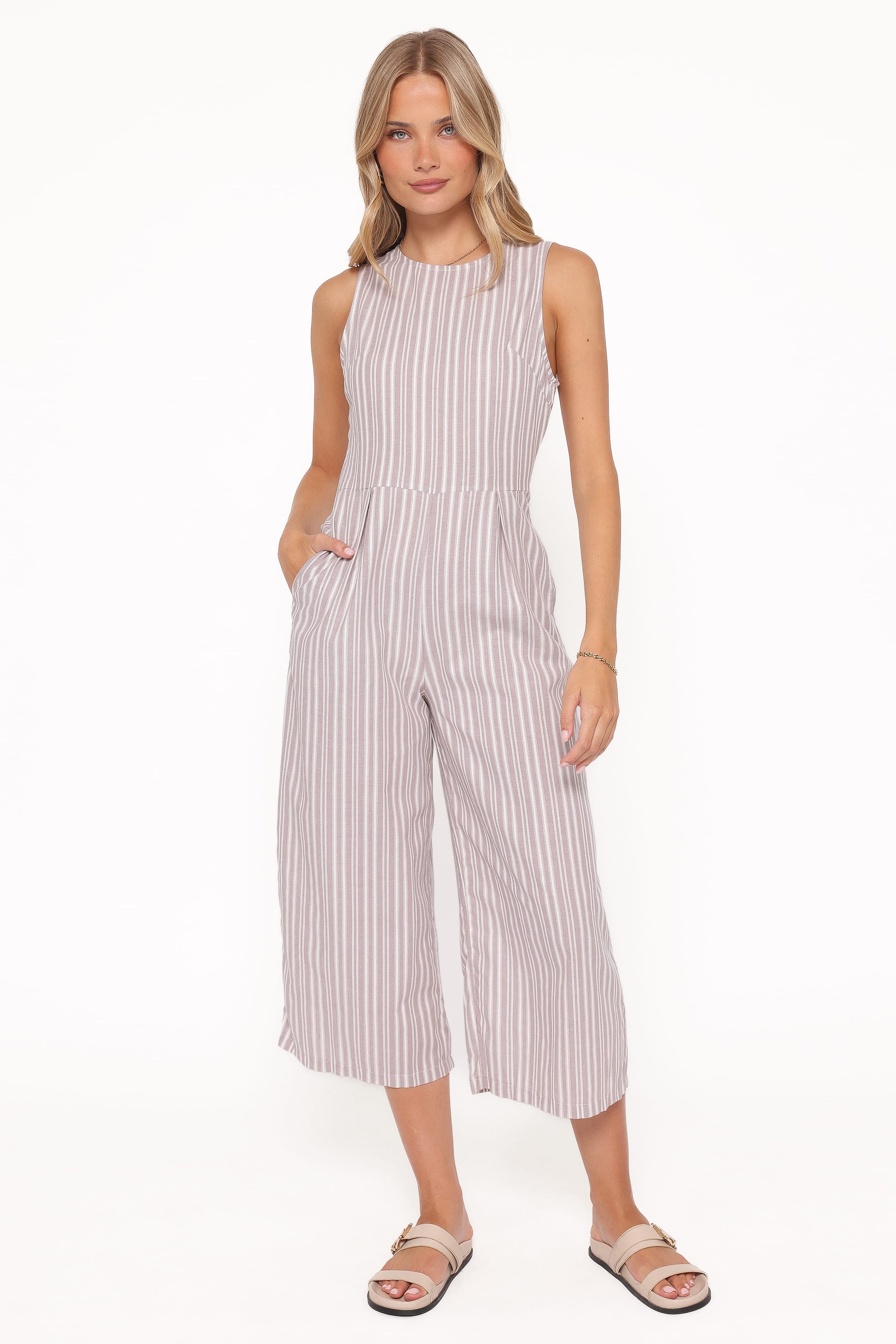 Ester Jumpsuit - Beige/White Stripe