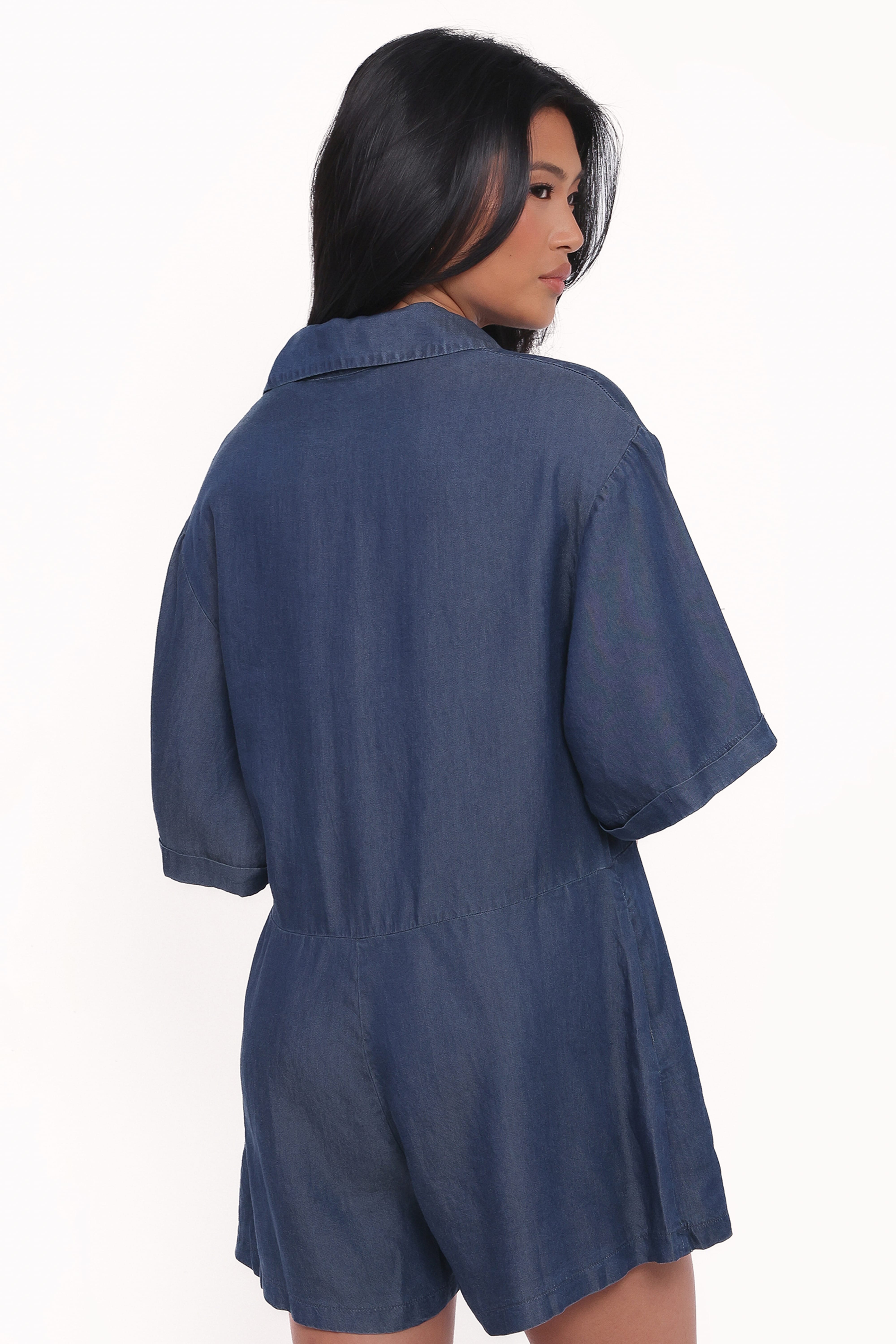 Kiya Denim Romper - Dark Denim