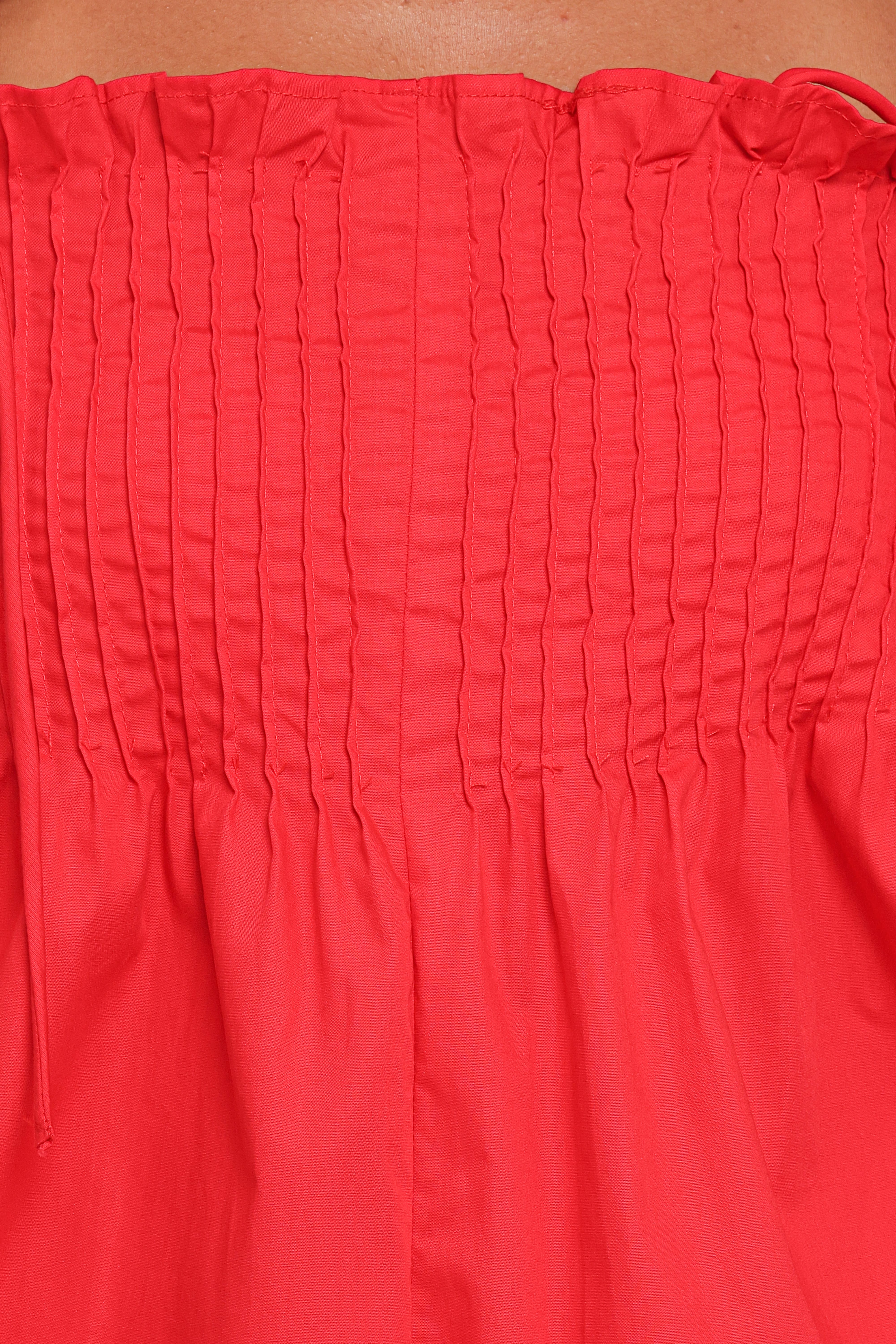 Liora Pleated Romper - Red