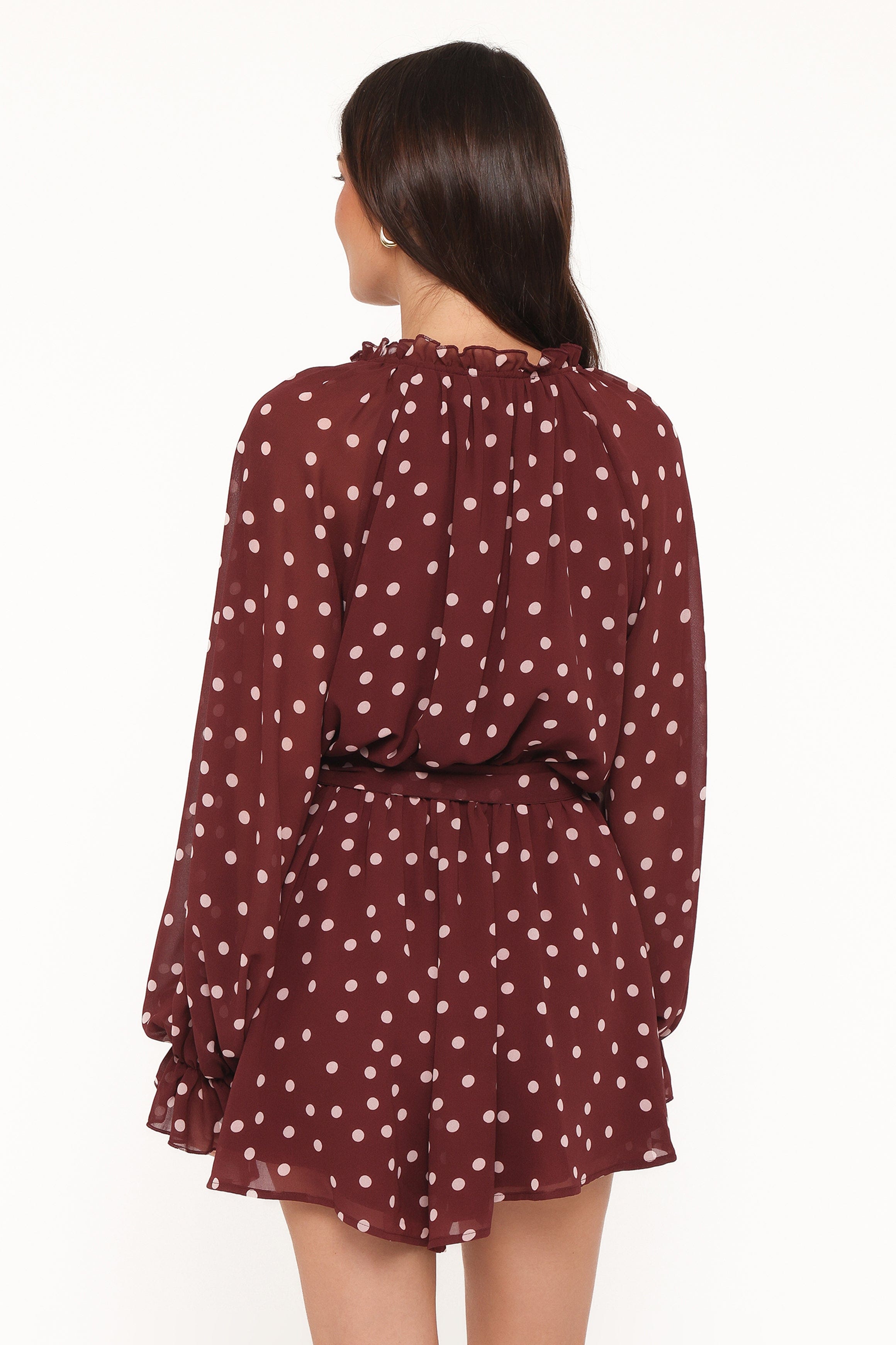 Michelle Romper - Burgundy Polka Dot