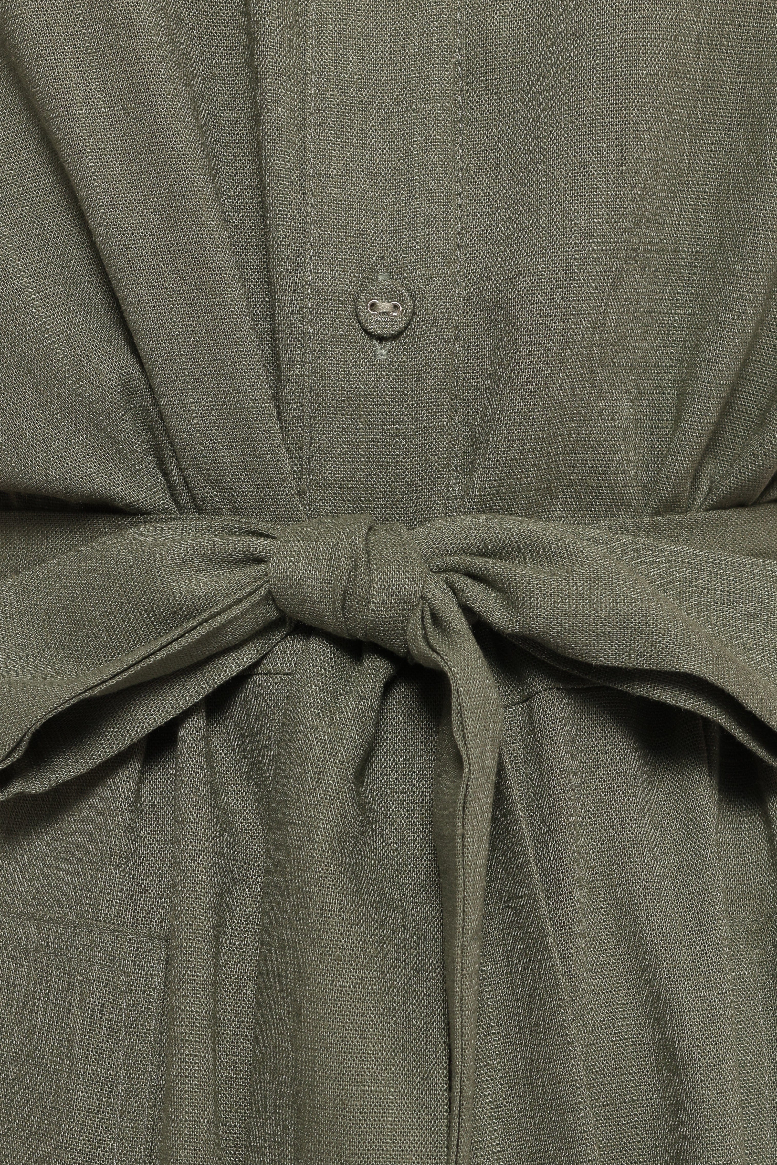 Minnie Waist Tie Jumpsuit - Olive