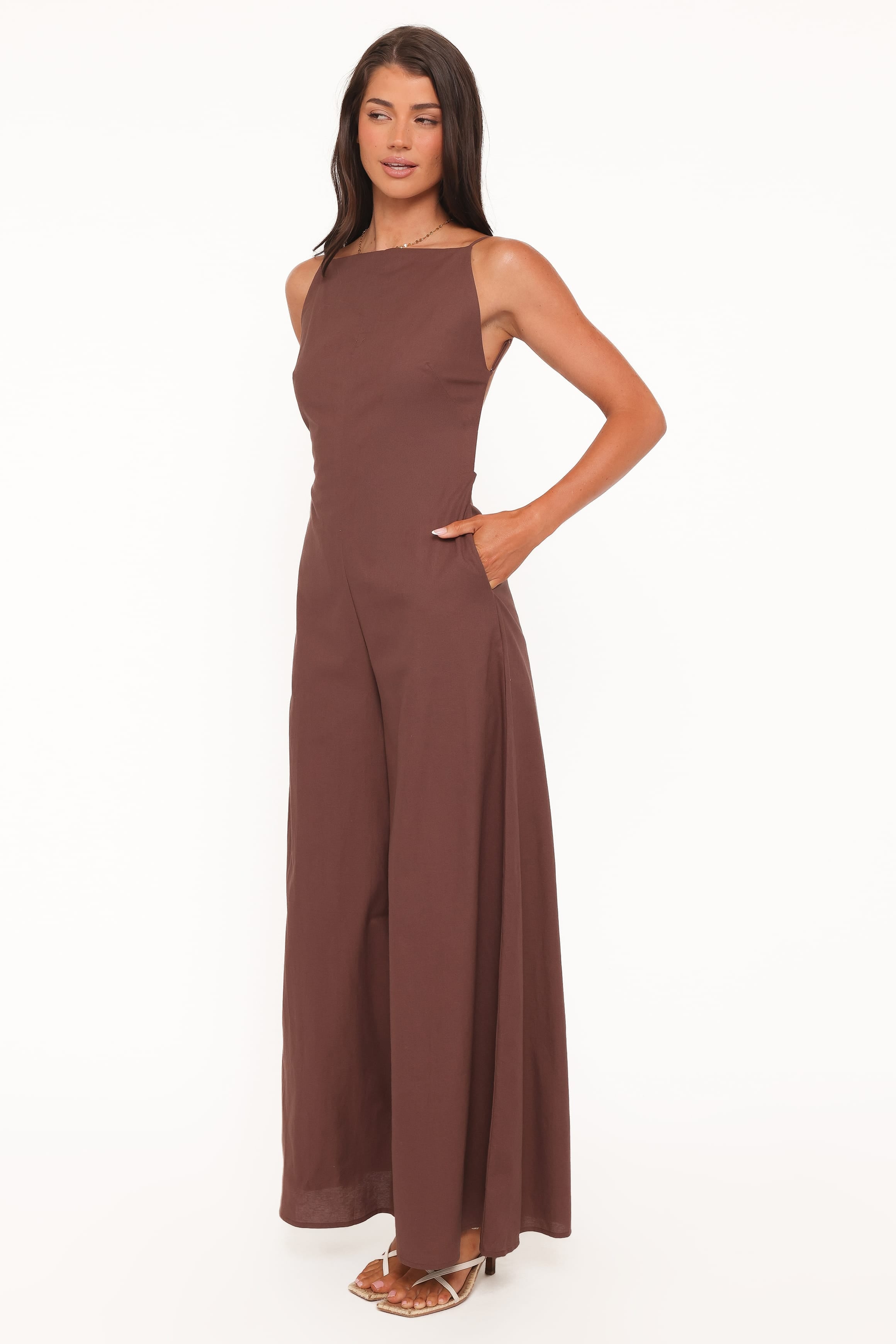 Ophilia Open Back Jumpsuit - Dark Brown