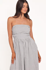 Paige Strapless Jumpsuit - Black White Gingham