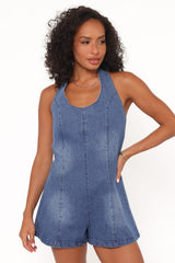 Paityn Denim Romper - Dark Wash
