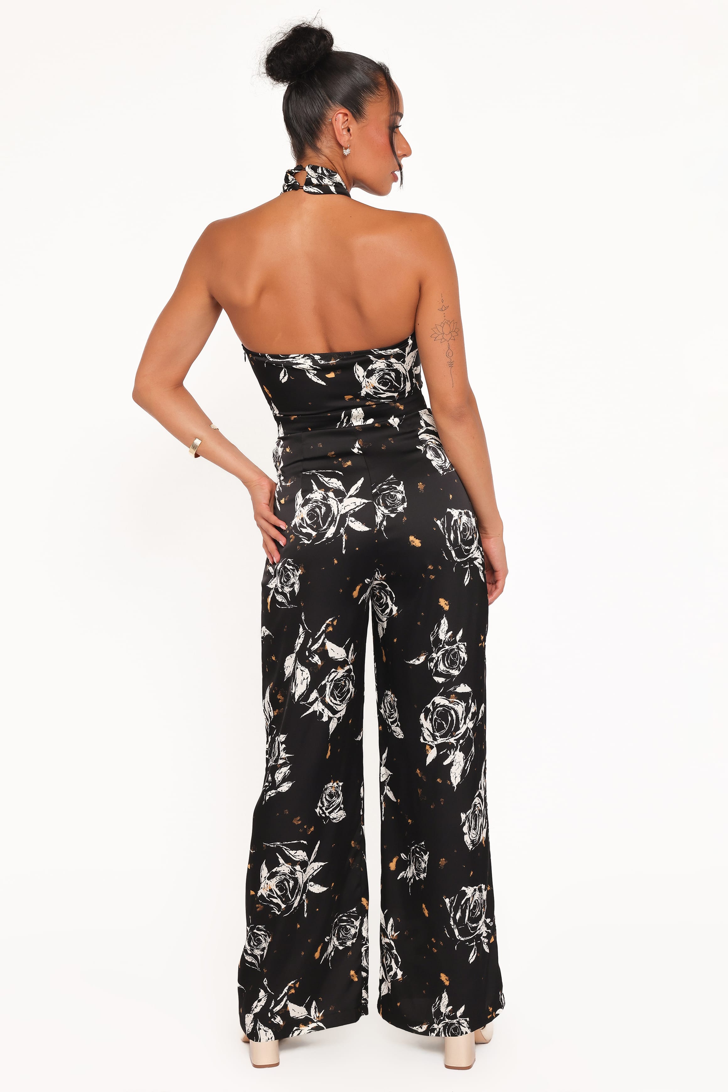Raelynn Halter Jumpsuit - Black Floral