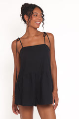 Rubie Tie Shoulder Romper - Black