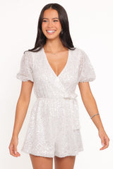 Varity Puff Sleeve Romper - White
