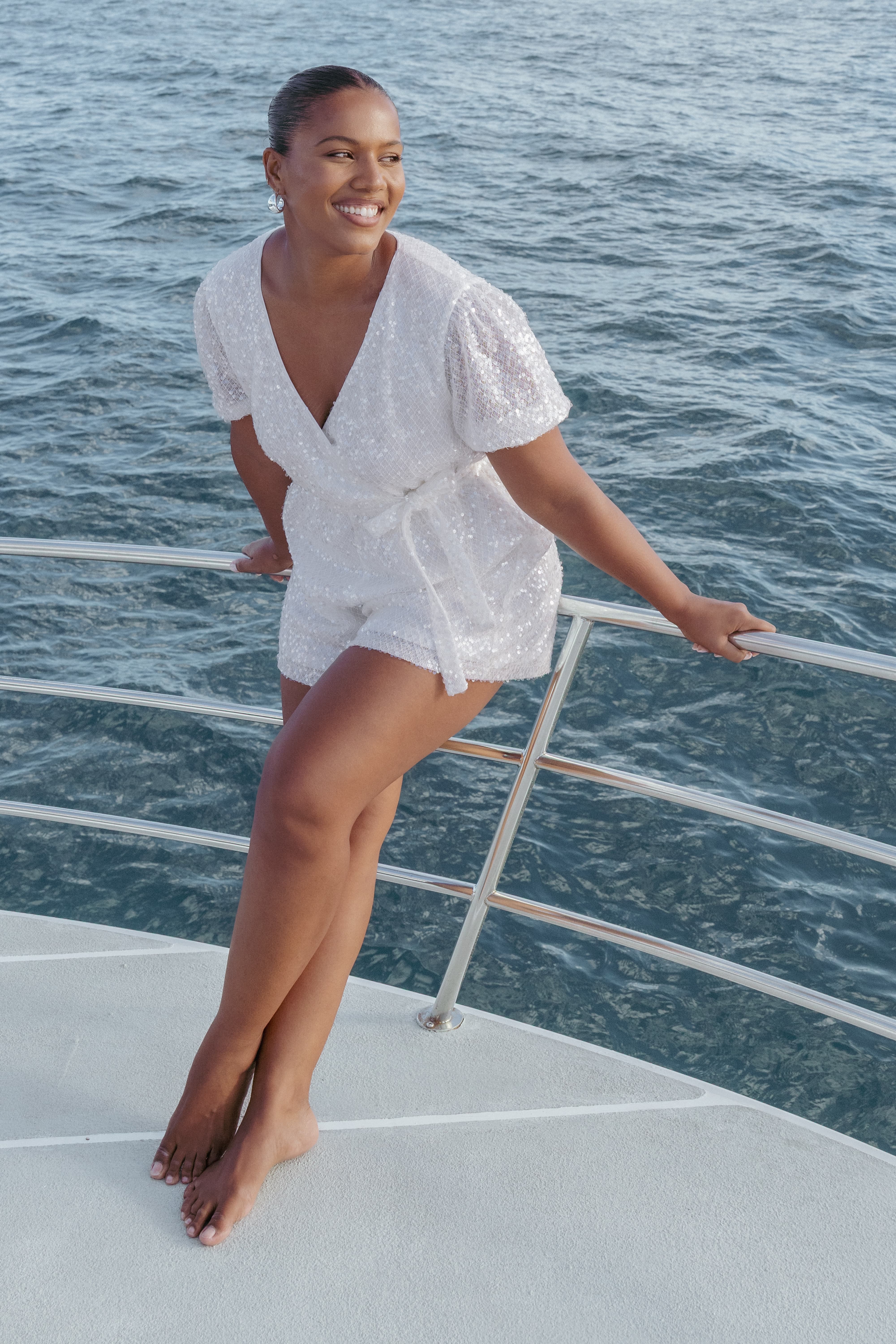 Varity Puff Sleeve Romper - White